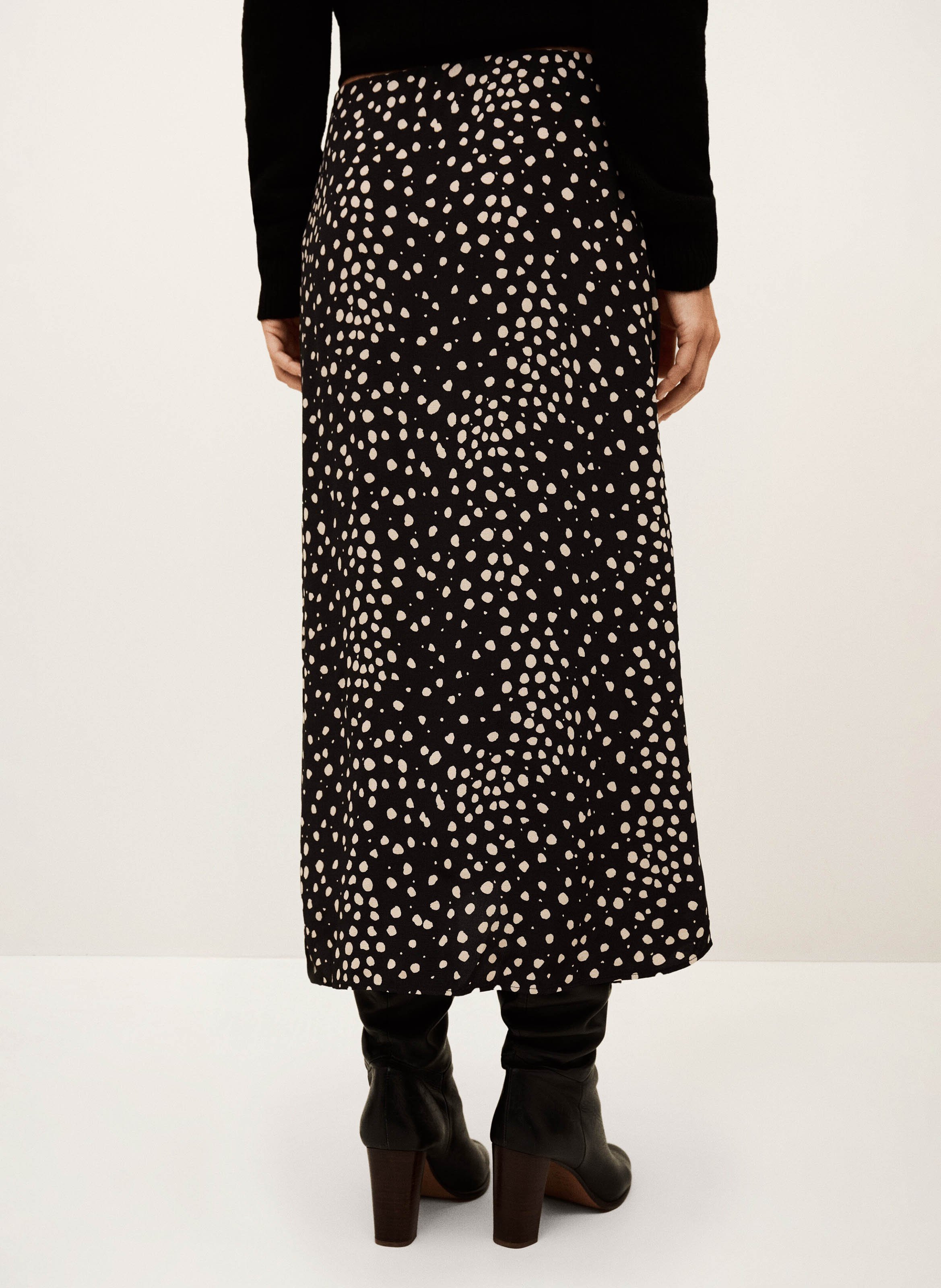 Jupe midi droite motif pois BA&SH Bleu