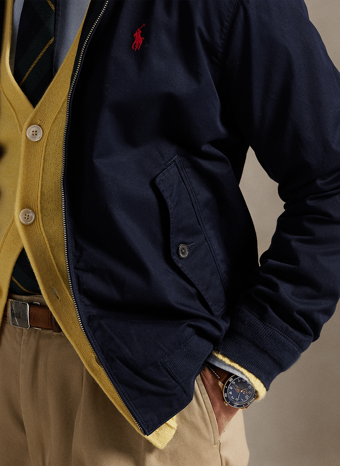 Veste droite col montant en coton POLO RALPH LAUREN Bleu