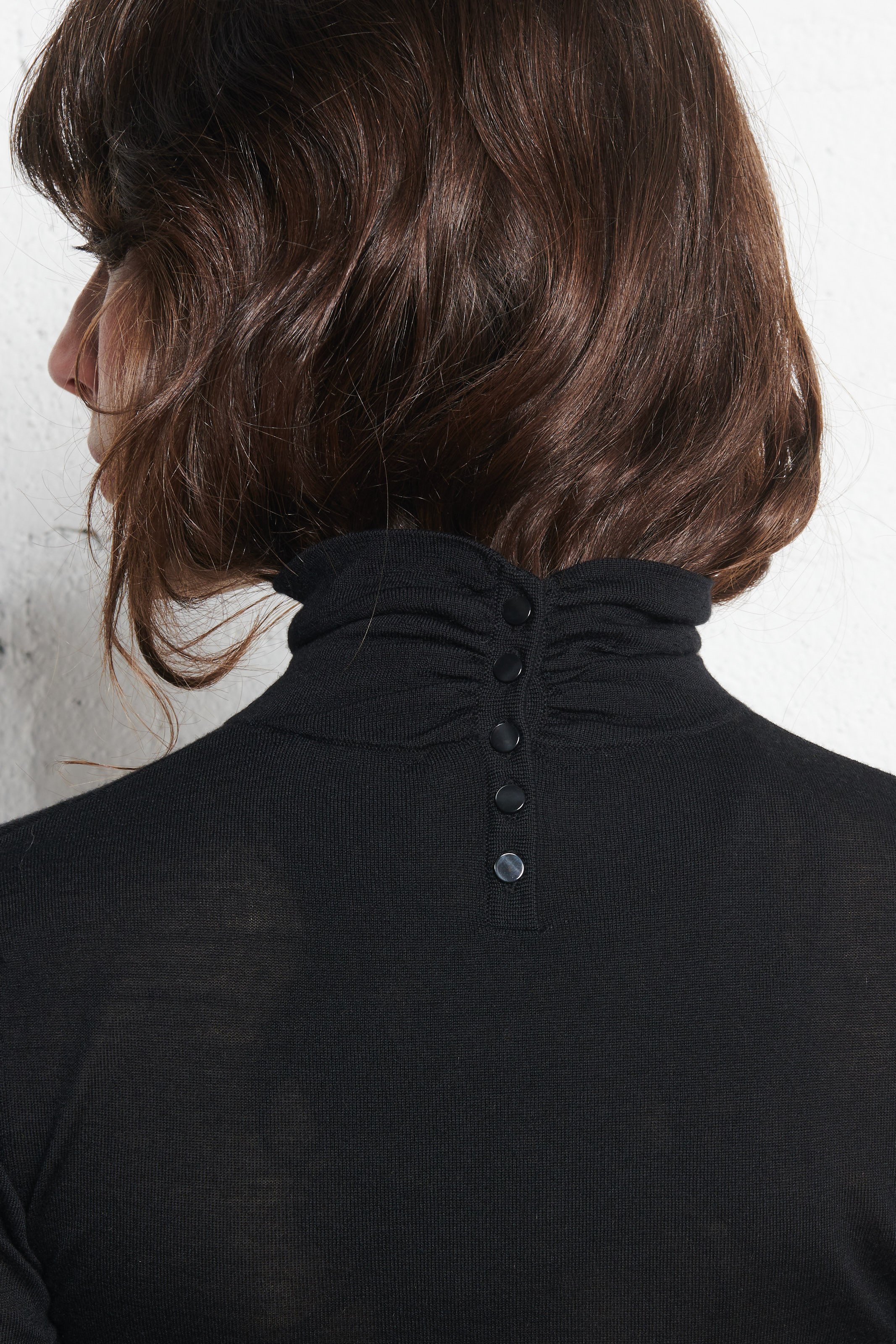 Fitted fine knit wool turtleneck sweater PETITE MENDIGOTE Black