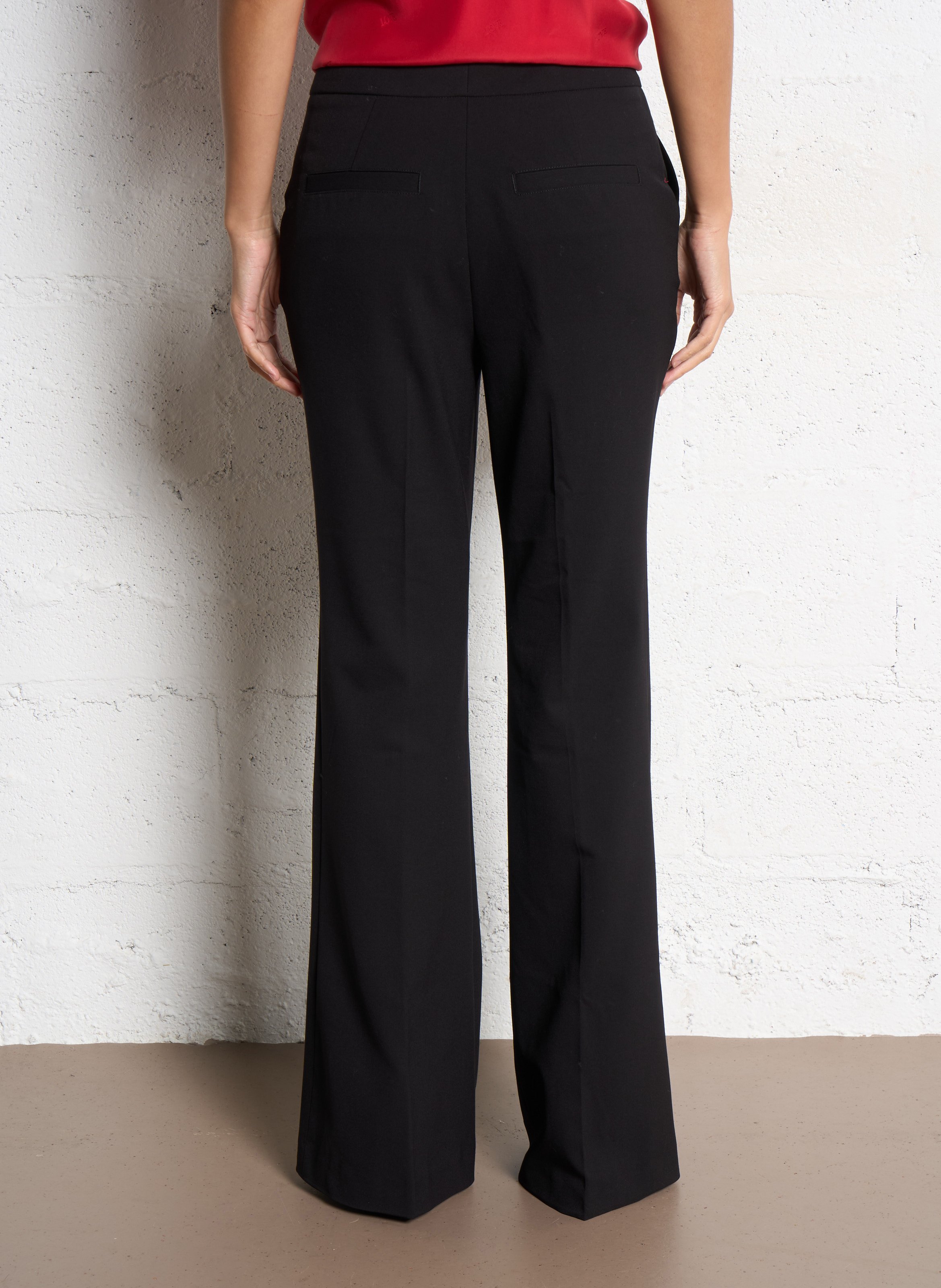 Solid flare pants with star rhinestones BERENICE Black
