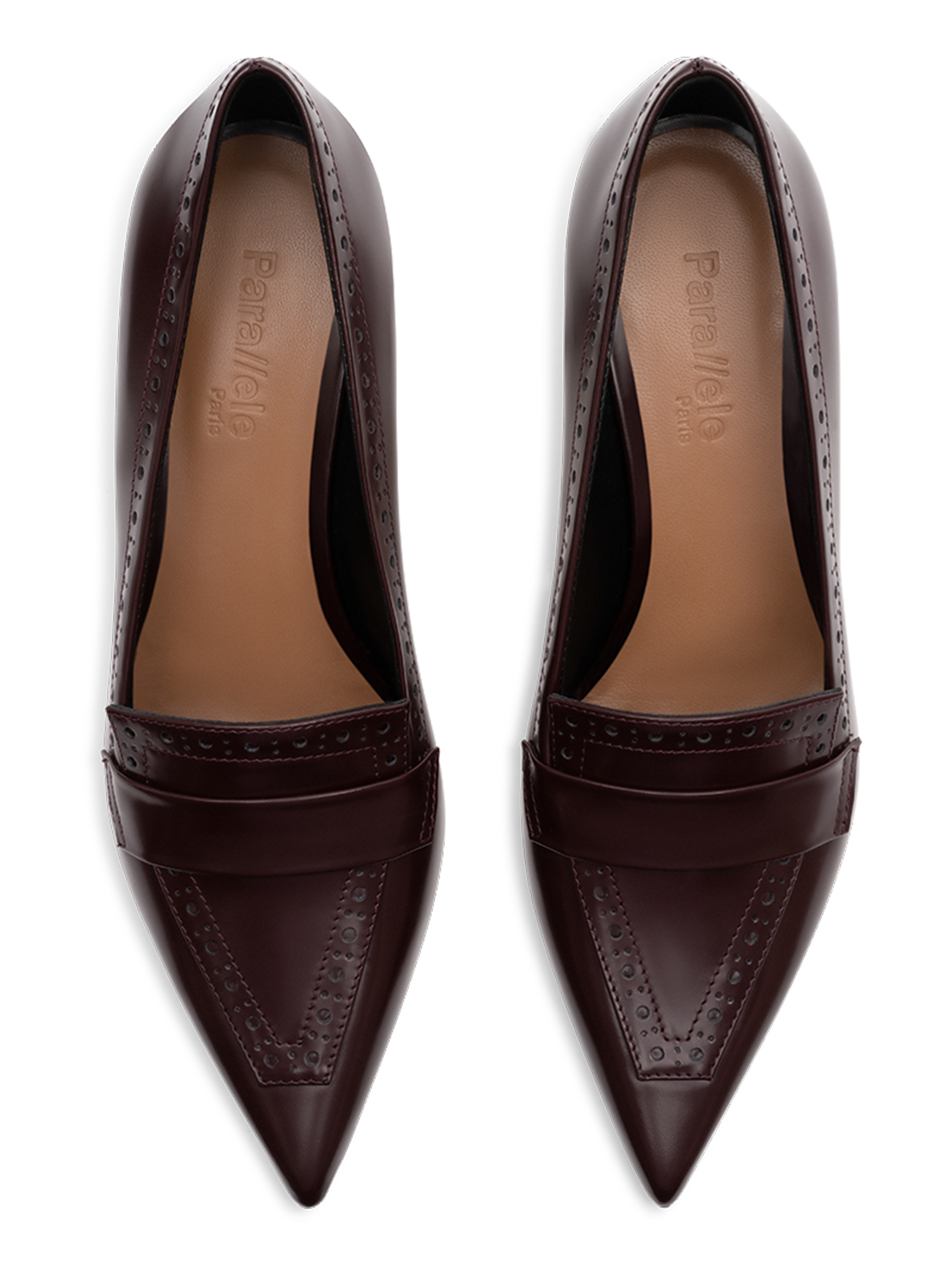 Burgundy brushed leather pumps PARALLELE PARIS Red