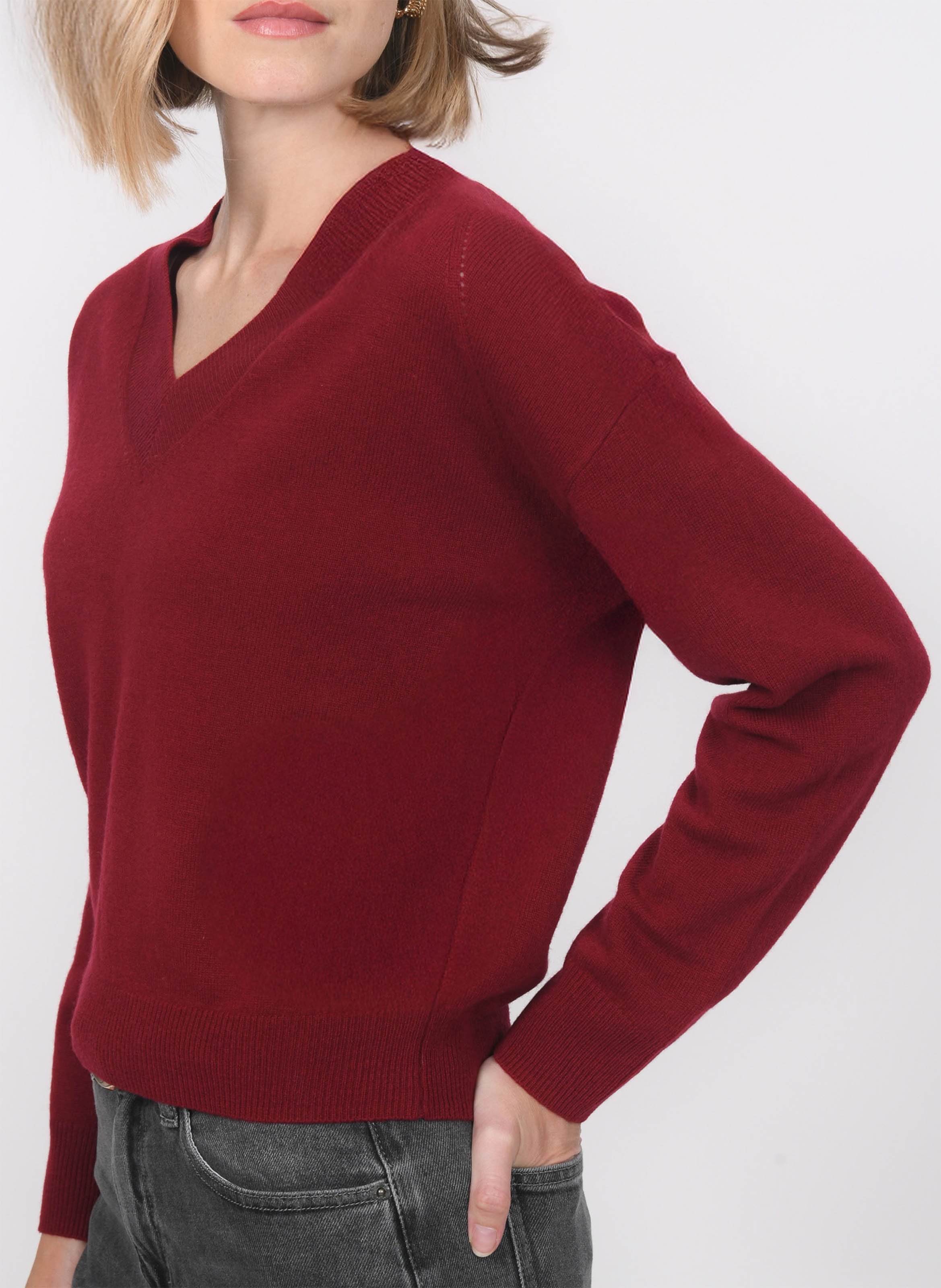 Weiter Pullover aus Wolle und Kaschmir mit V-Ausschnitt KOOKAI Rot