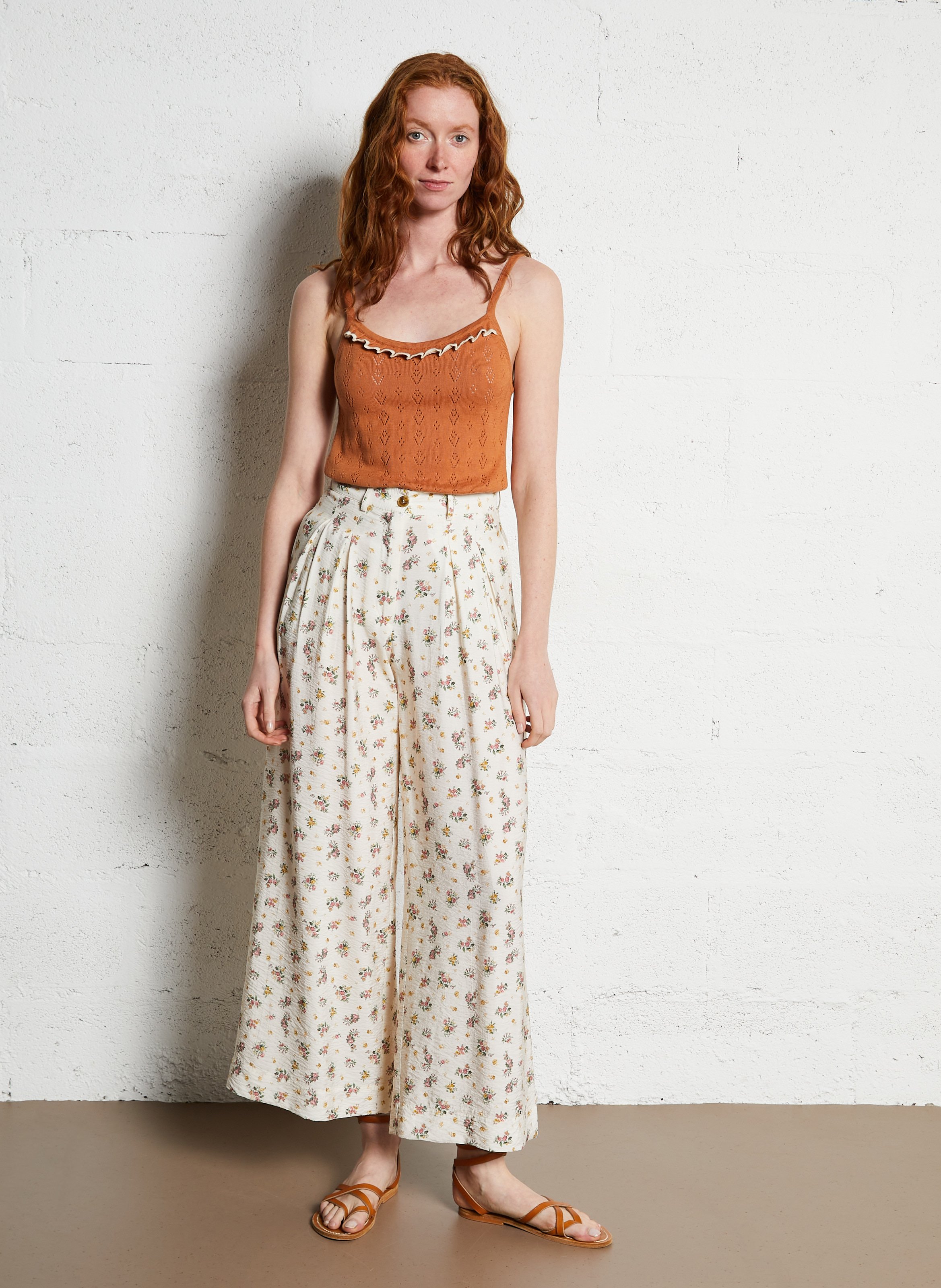 Fitted top in organic cotton knit EMILE ET IDA Brown