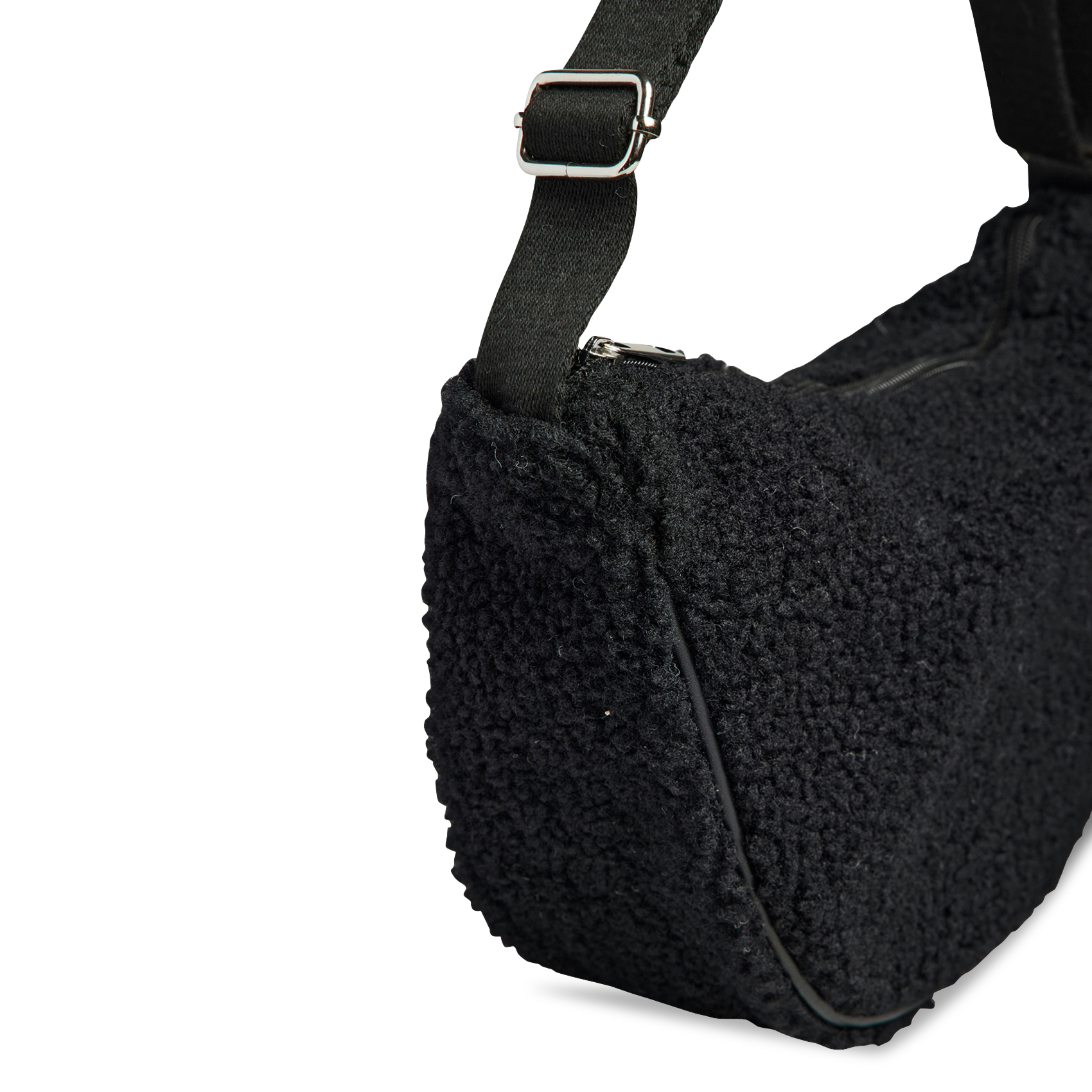 Faux fur waist bag PIECES Black