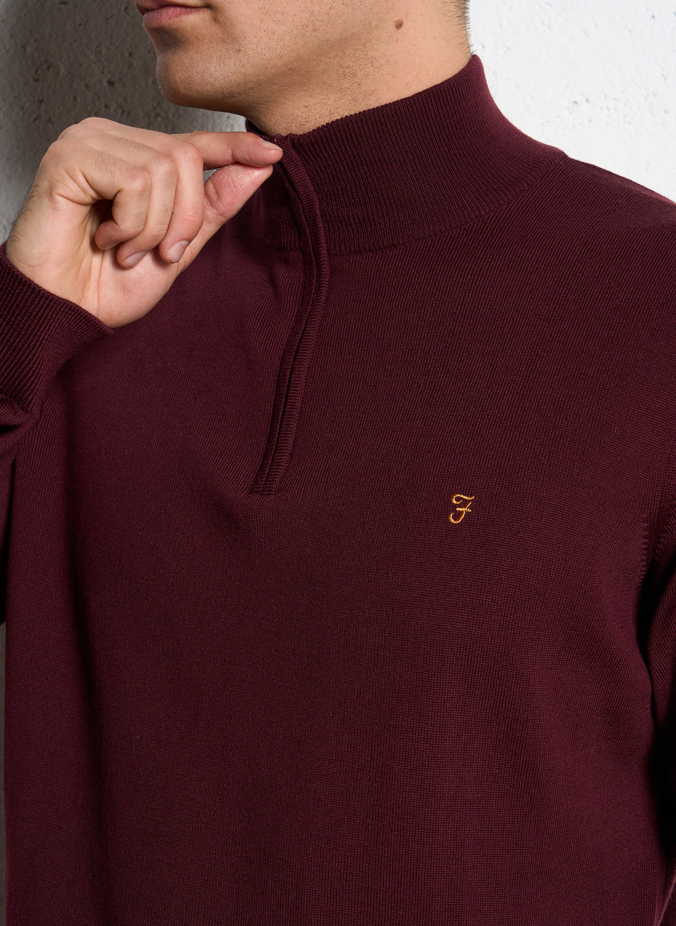 Pull col camionneur en laine regular fit FARAH Rouge