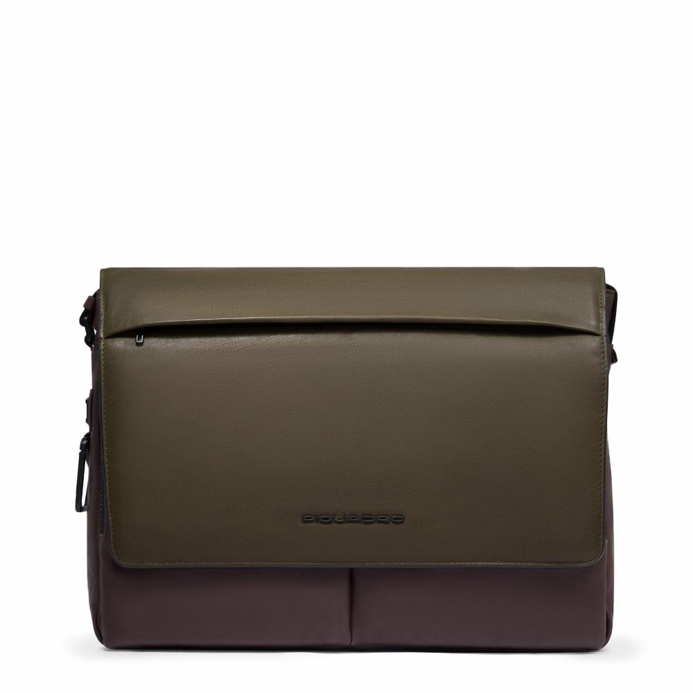 Computer messenger bag for iPad® with shockproof protection and RFID. PIQUADRO Green