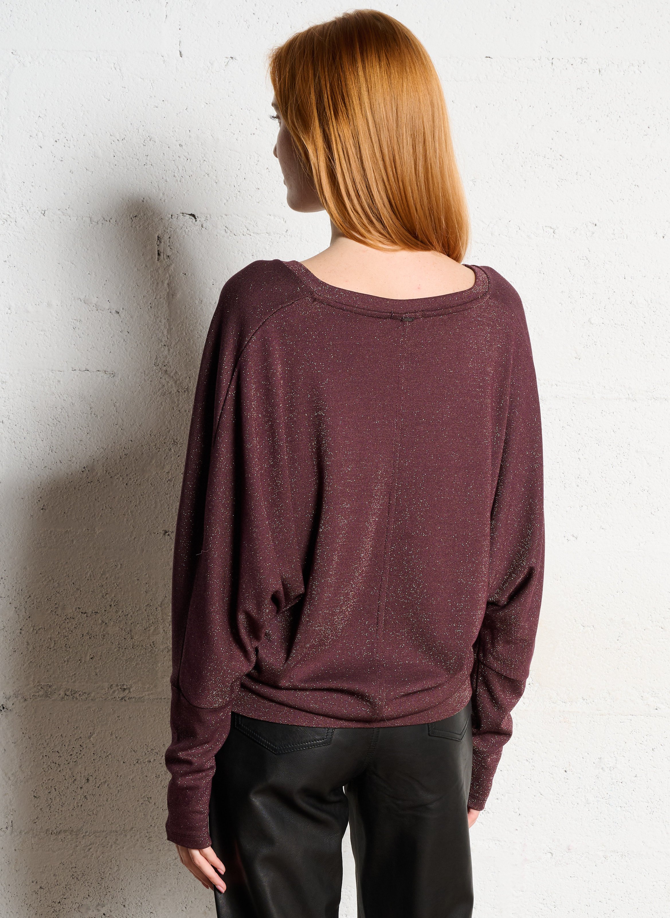 Pull col v à paillettes IKKS Violet