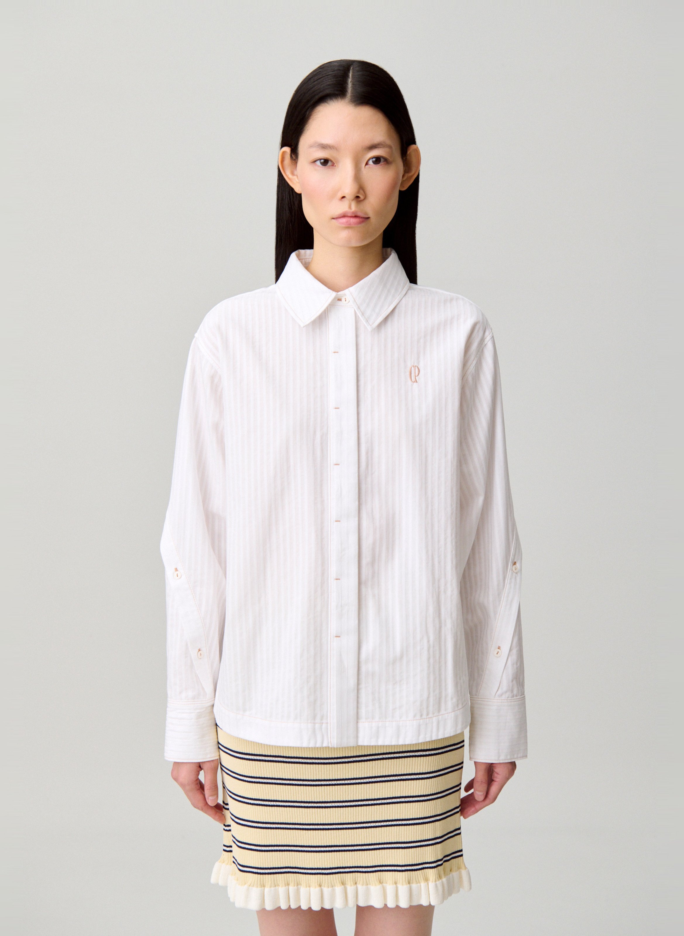 Cotton shirt with classic collar CLAUDIE PIERLOT Beige