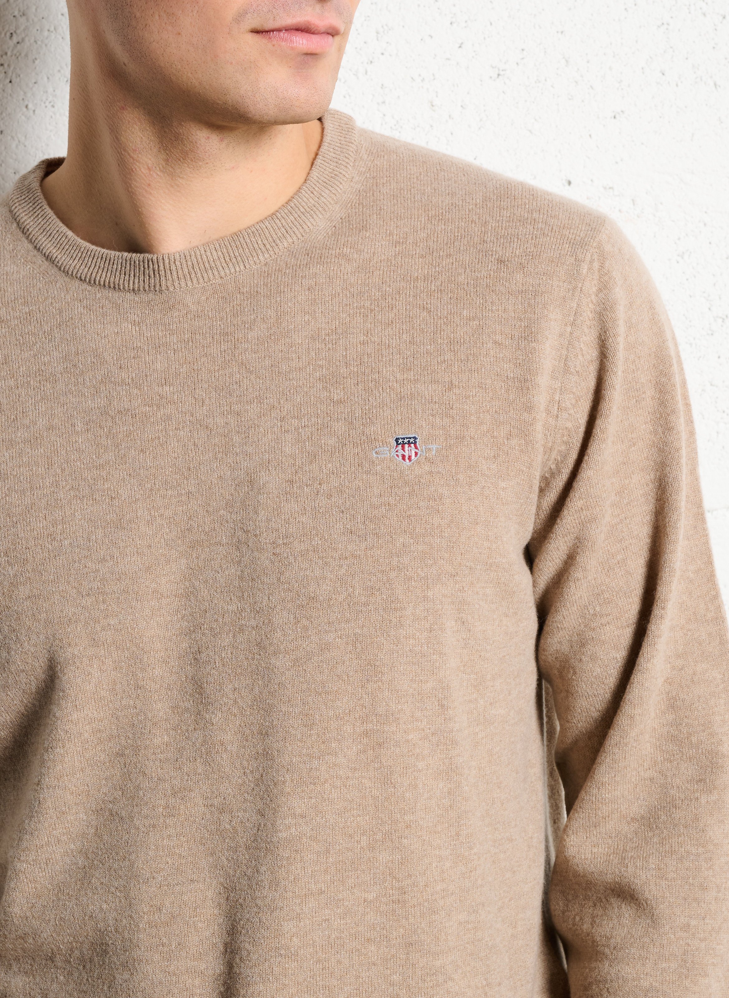 Straight round-neck wool sweater GANT Beige