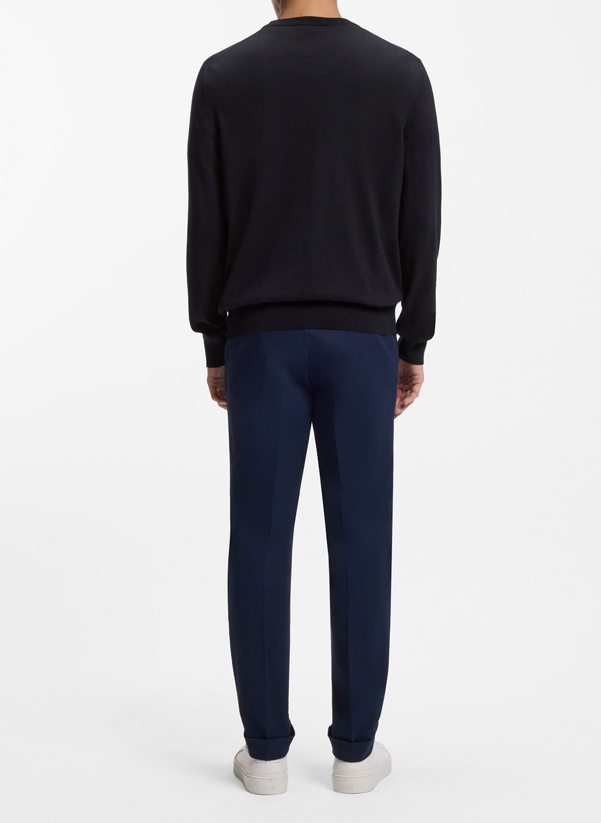 Colour block cotton sweater BOSS Blue