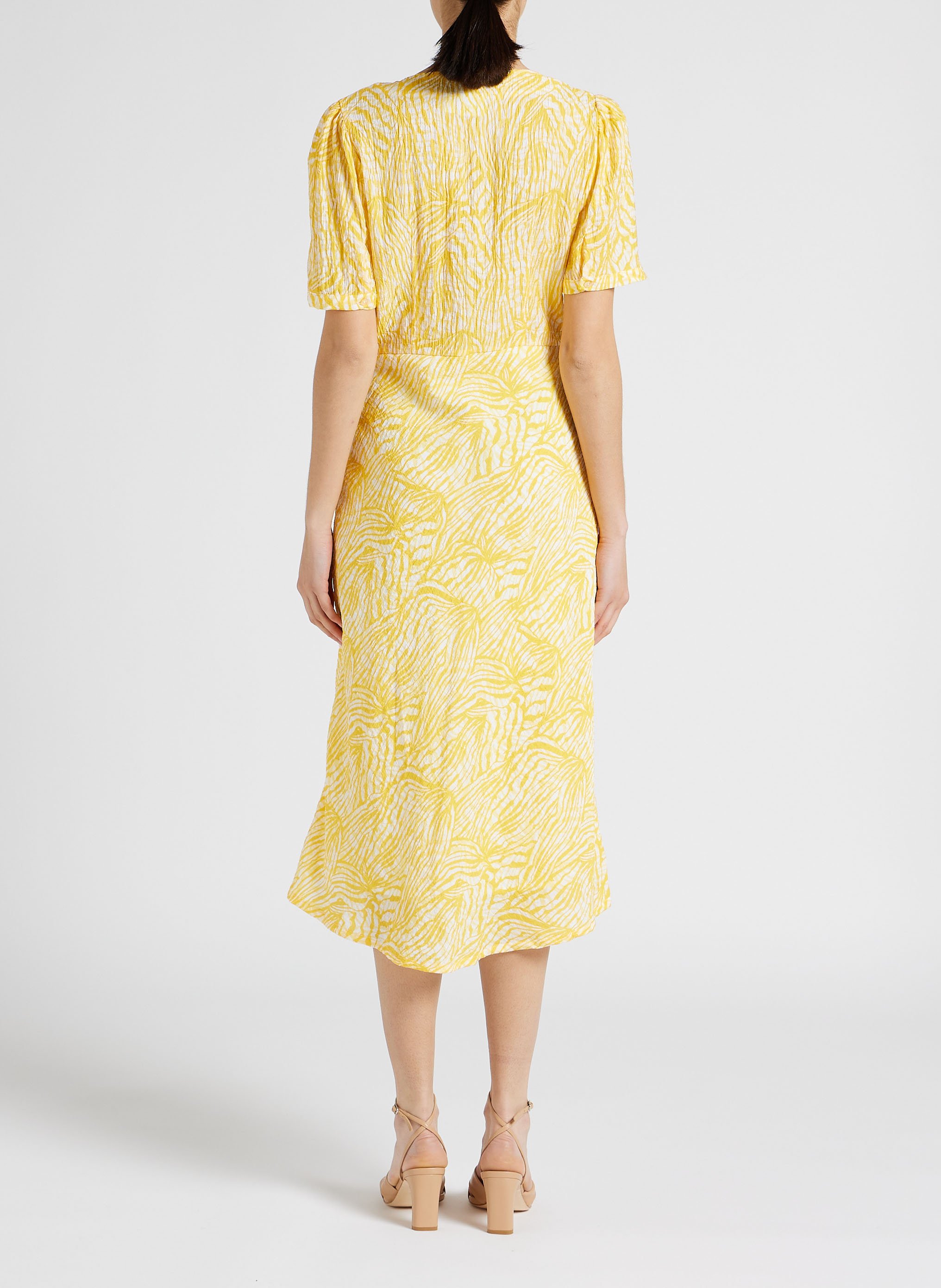 Robe midi col V imprimée  VILA Orange