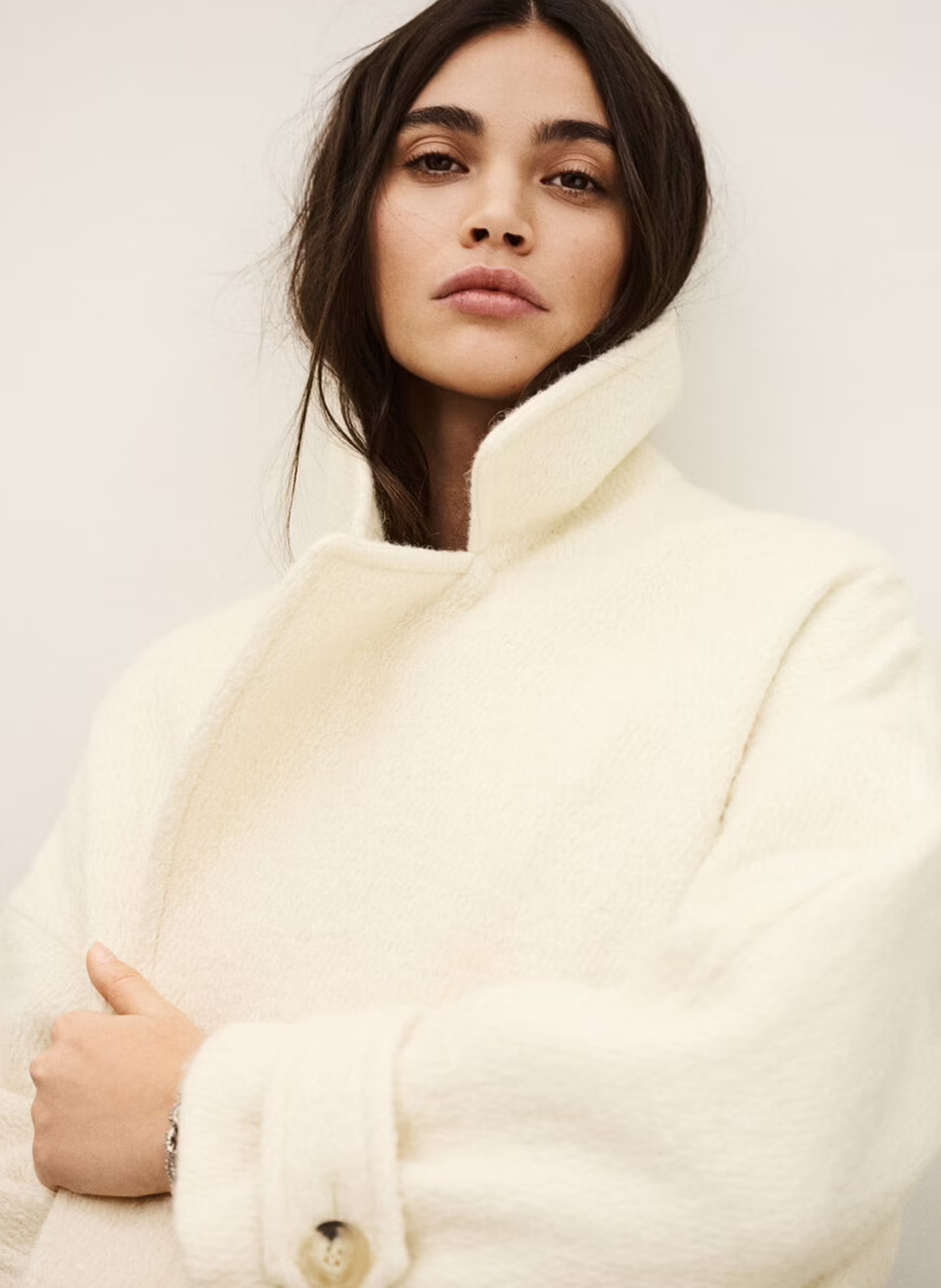 Lange oversized jas van wolmix BA&SH Beige