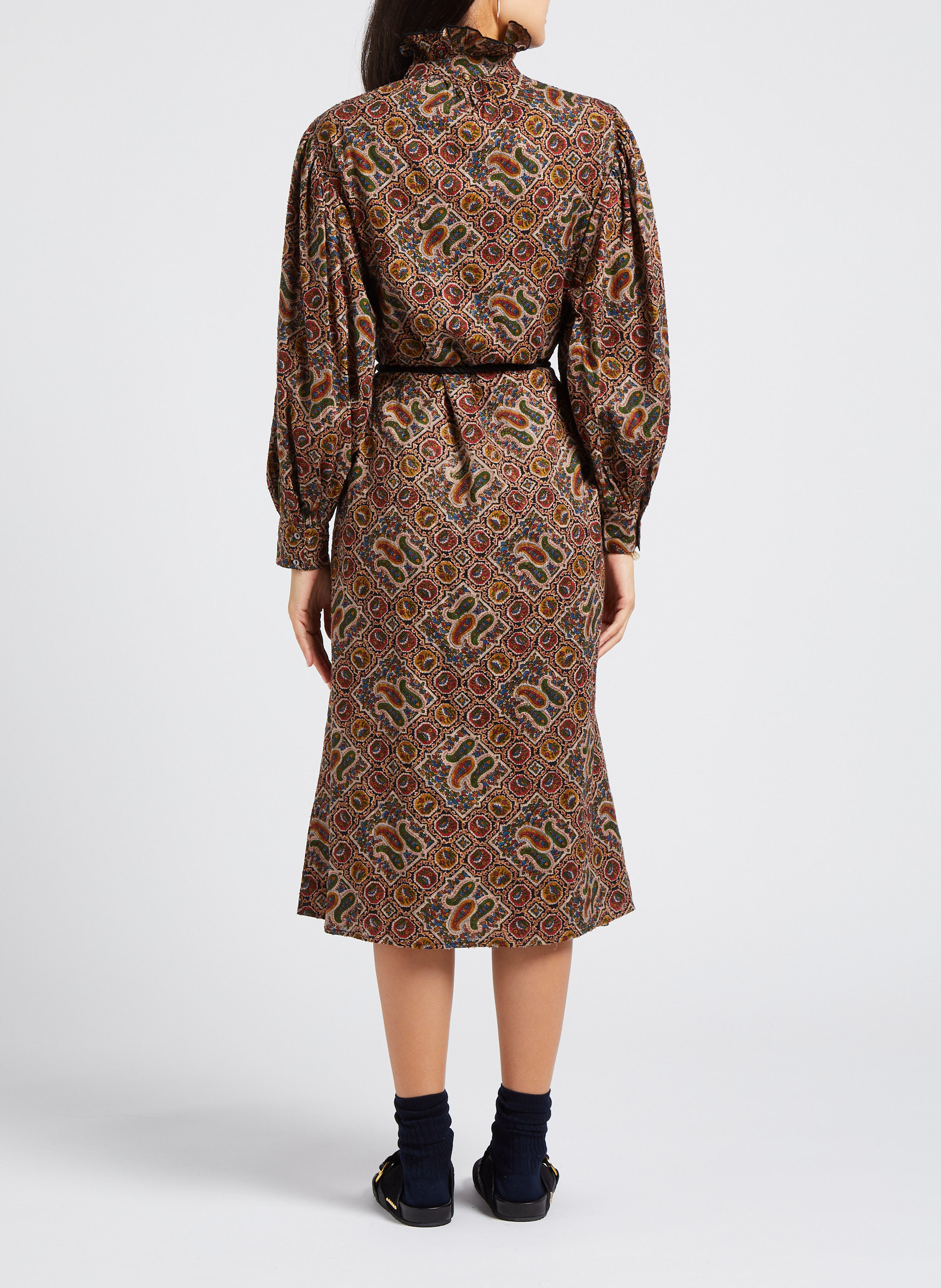 Robe longue droite col victorien en coton ANTIK BATIK Multicolore