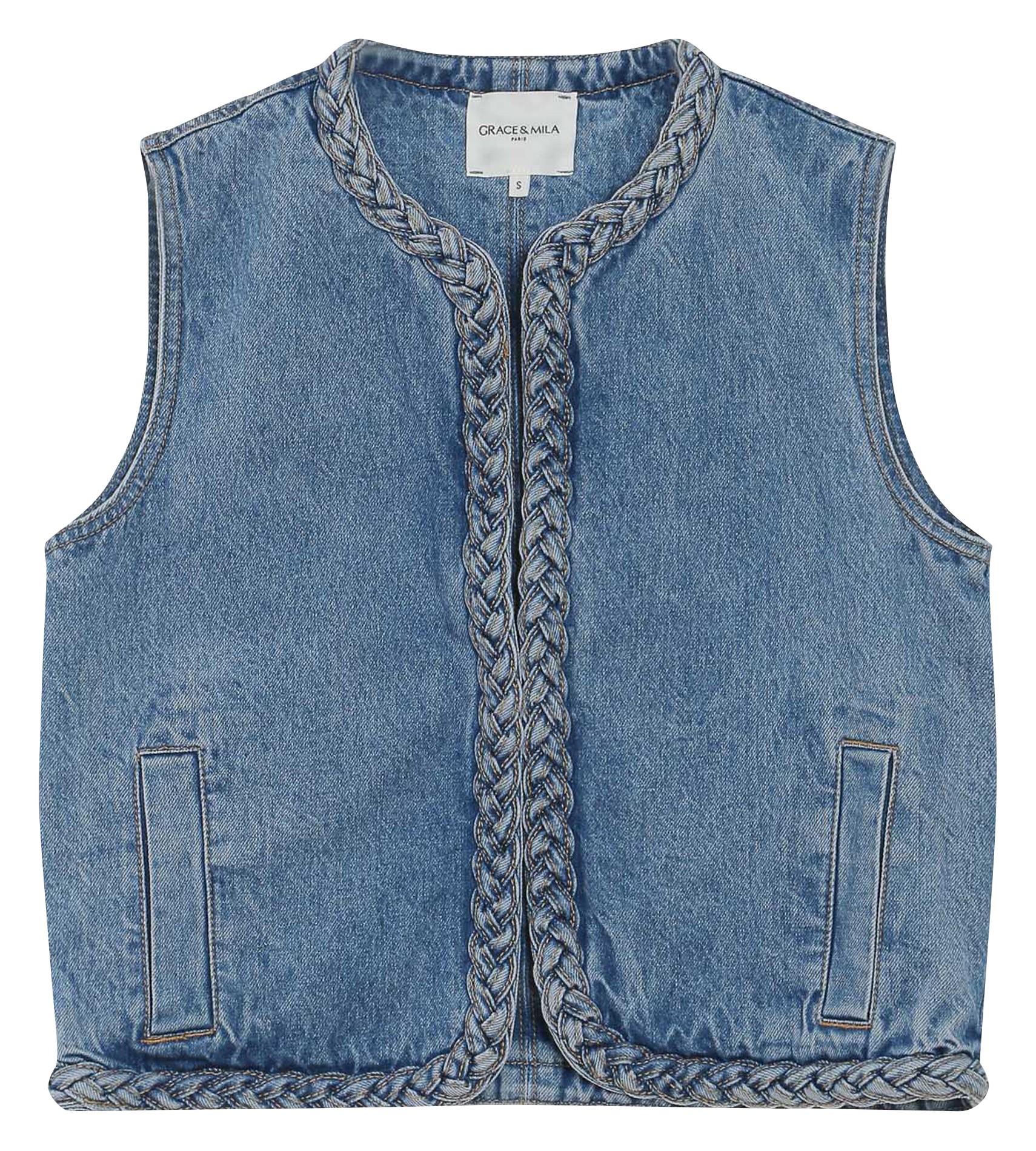 Sleeveless denim jacket GRACE ET MILA Blue