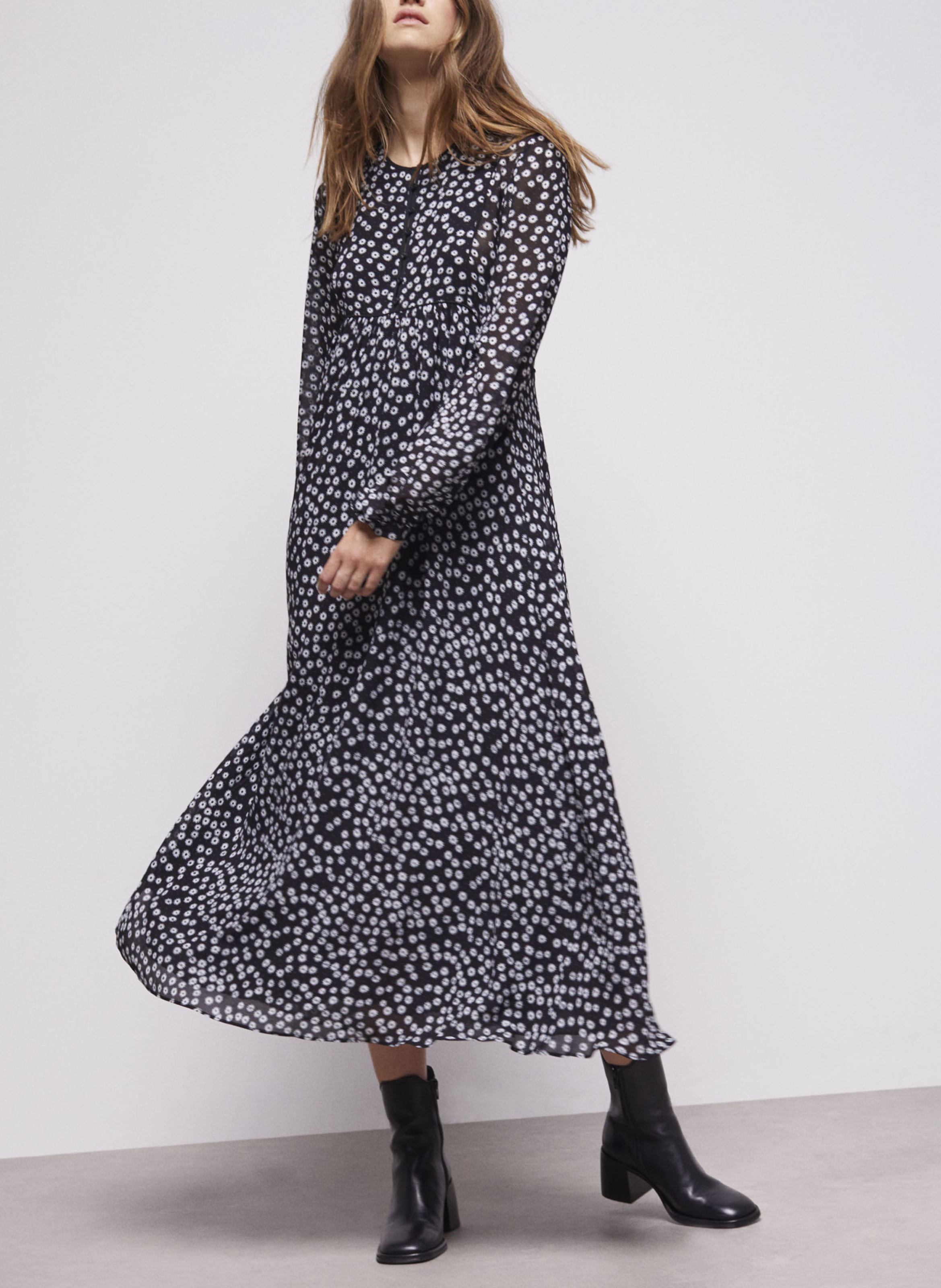 Robe longue en viscose imprimée THE KOOPLES Noir