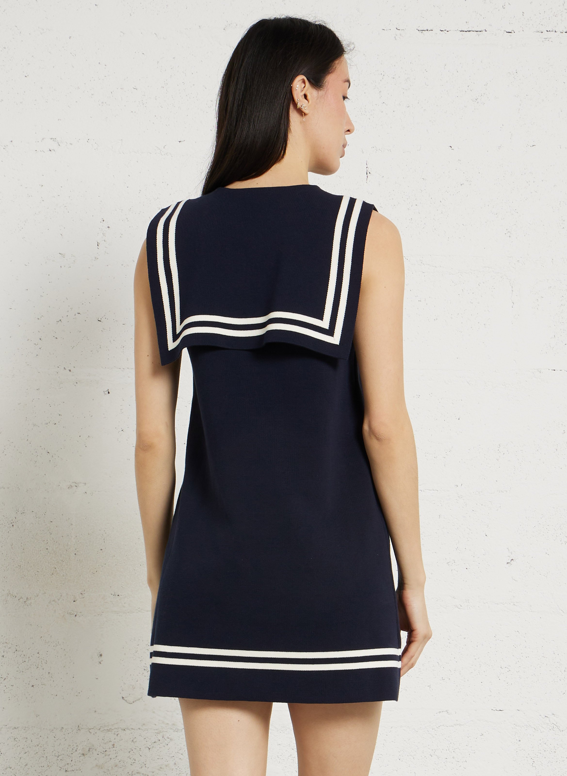 Short cotton sailor collar dress THE TINY BIG SISTER Blue