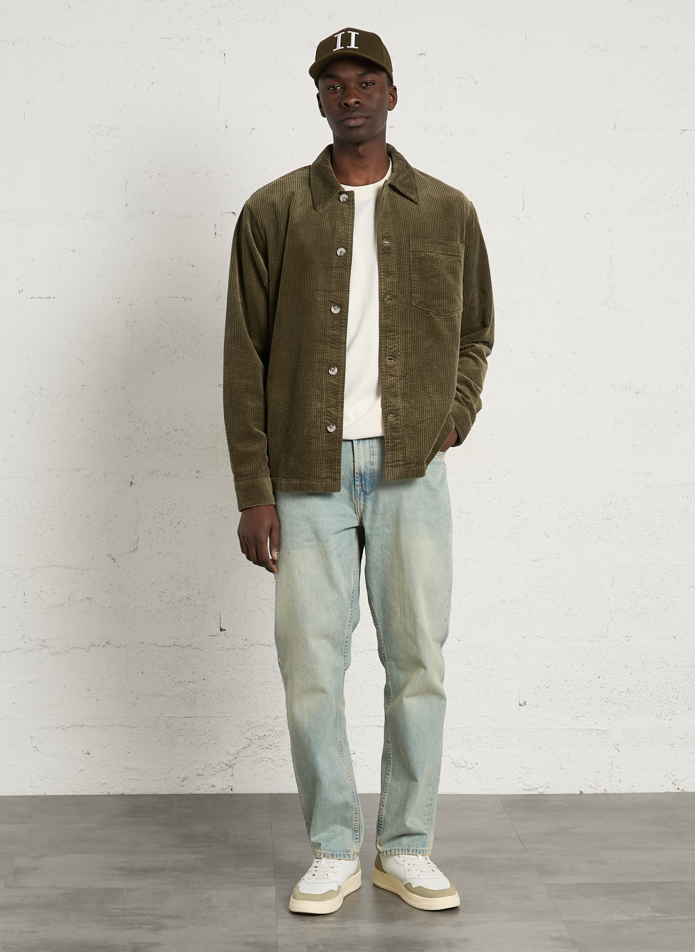 Velvet regular fit cotton shirt SOLID Green