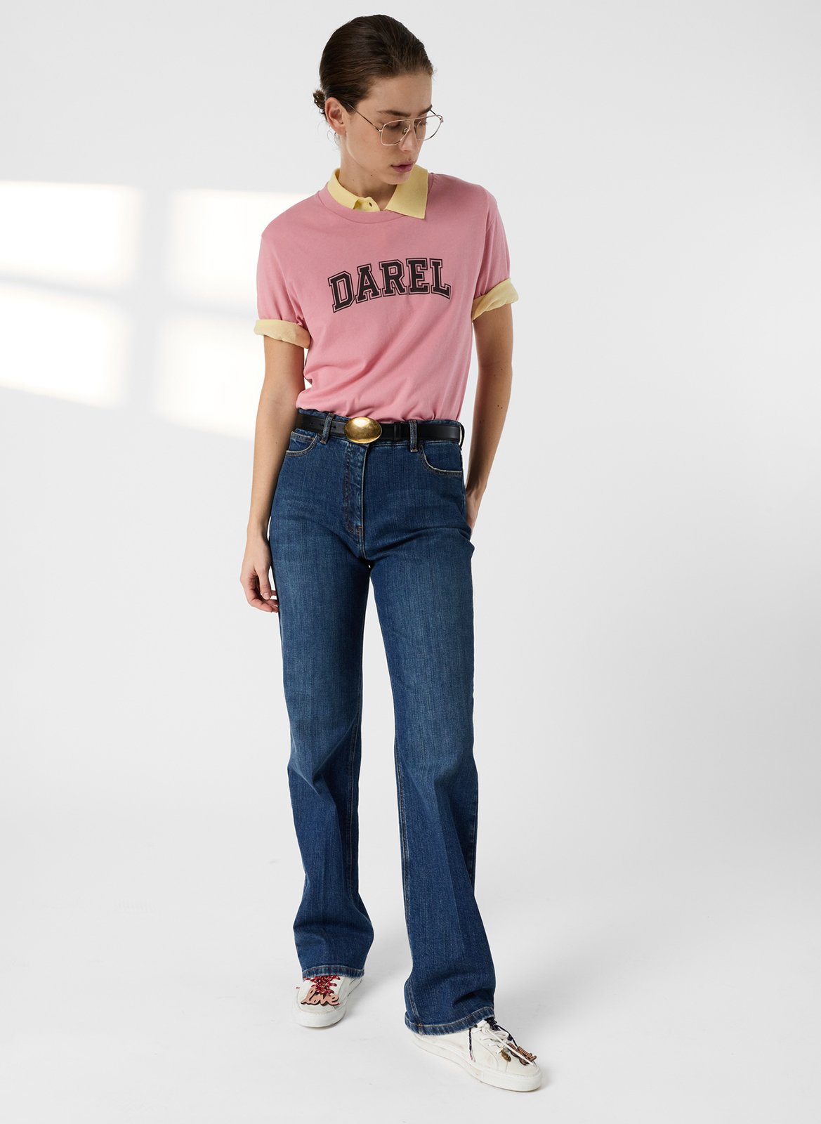 Tee-shirt droit col rond en coton GERARD DAREL Rose