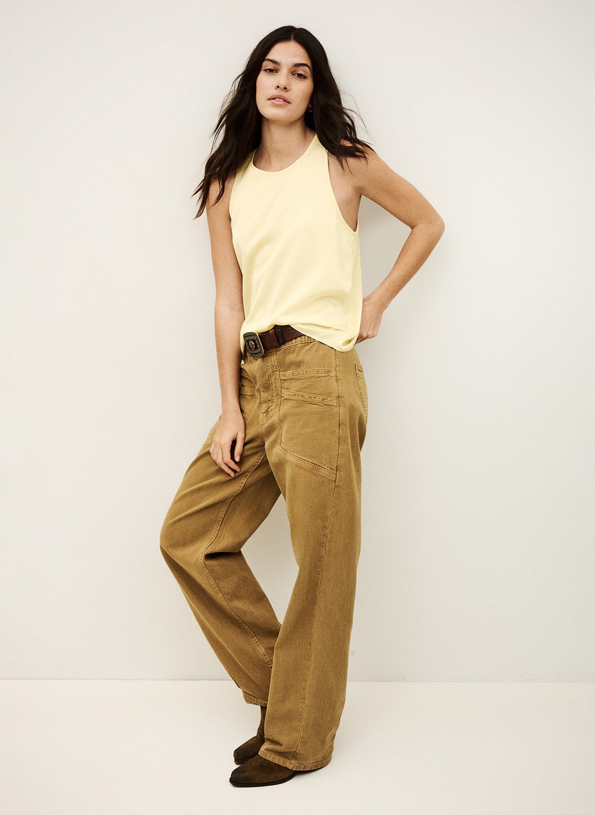 Mouwloze top met ronde hals in effen kleur BA&SH Beige