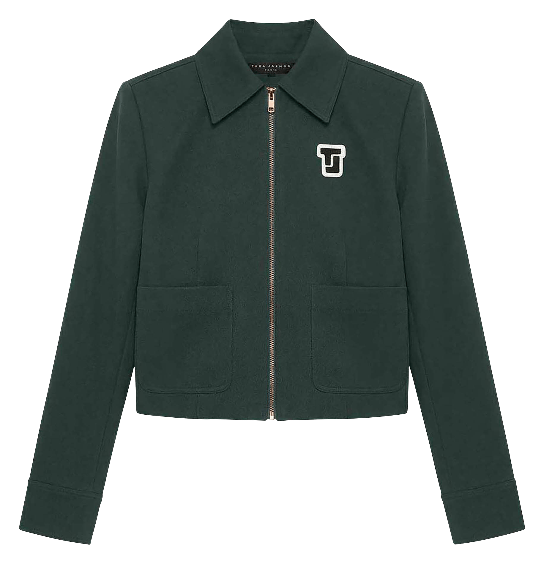 Veste courte droite zippée unie TARA JARMON Vert