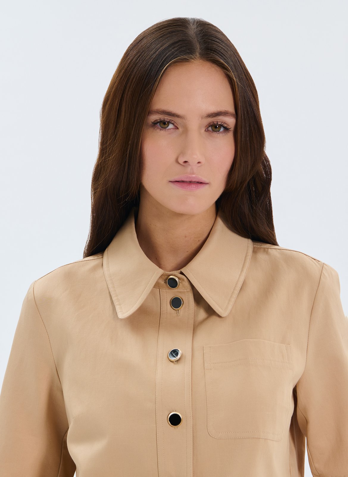 Organic cotton-blend shirt with classic collar ZAPA Beige