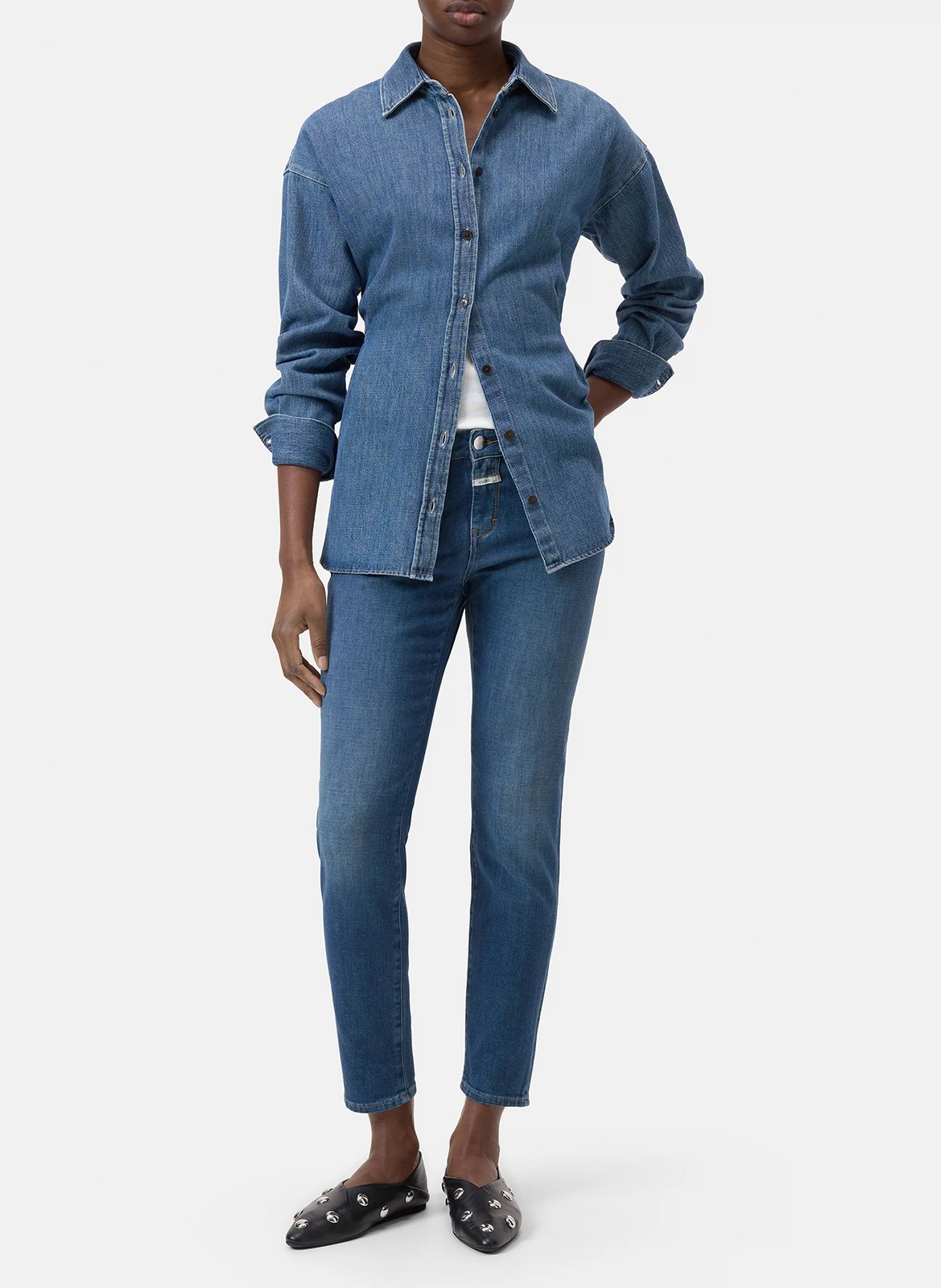 Jean slim en coton mélangé CLOSED Bleu