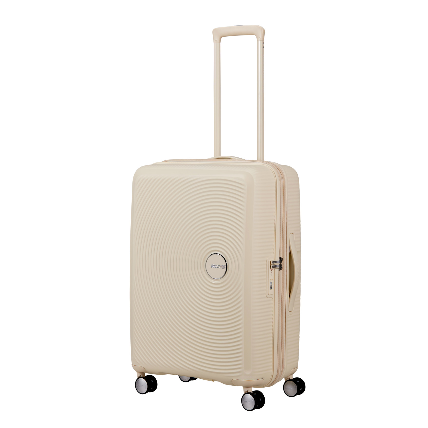 Suitcase with 4 wheels size M Beige