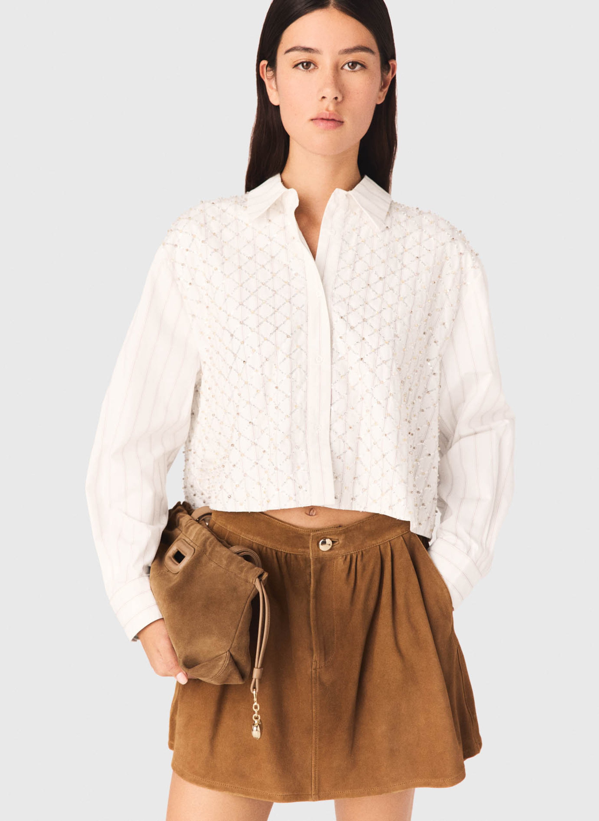 Chemise oversize en coton MAJE Blanc