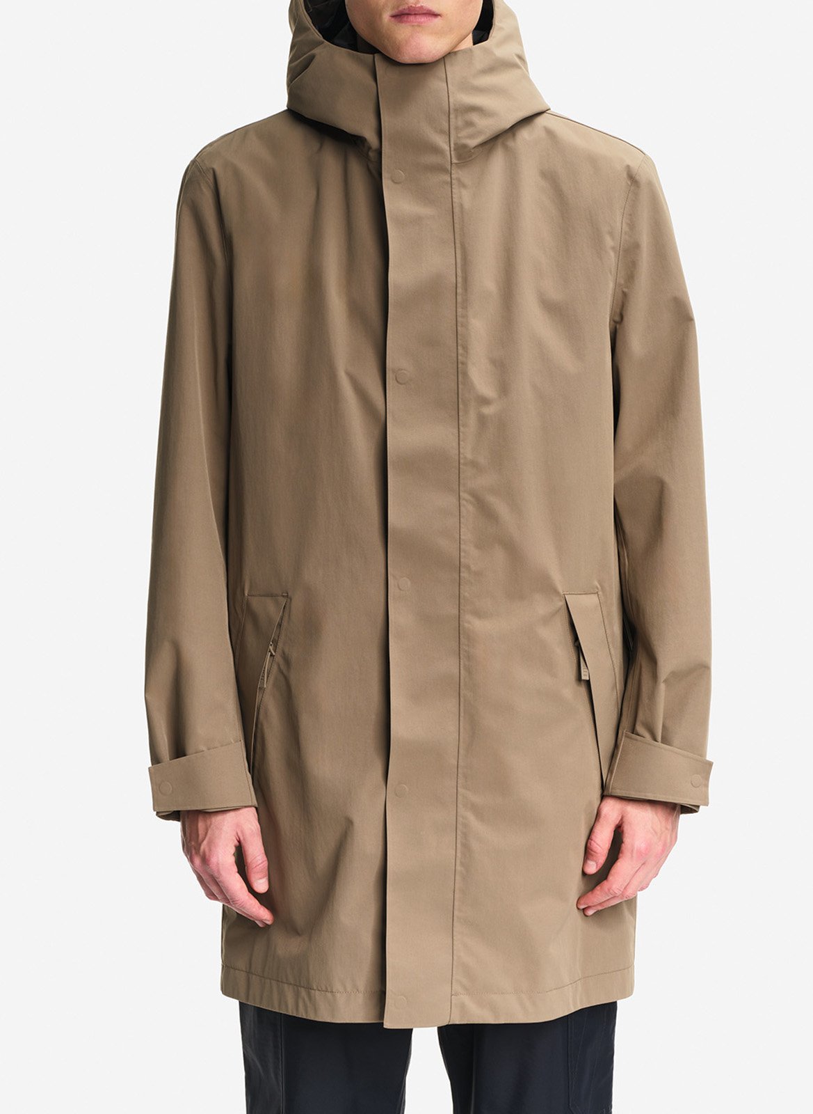 Mid-length straight hooded parka AIGLE Brown