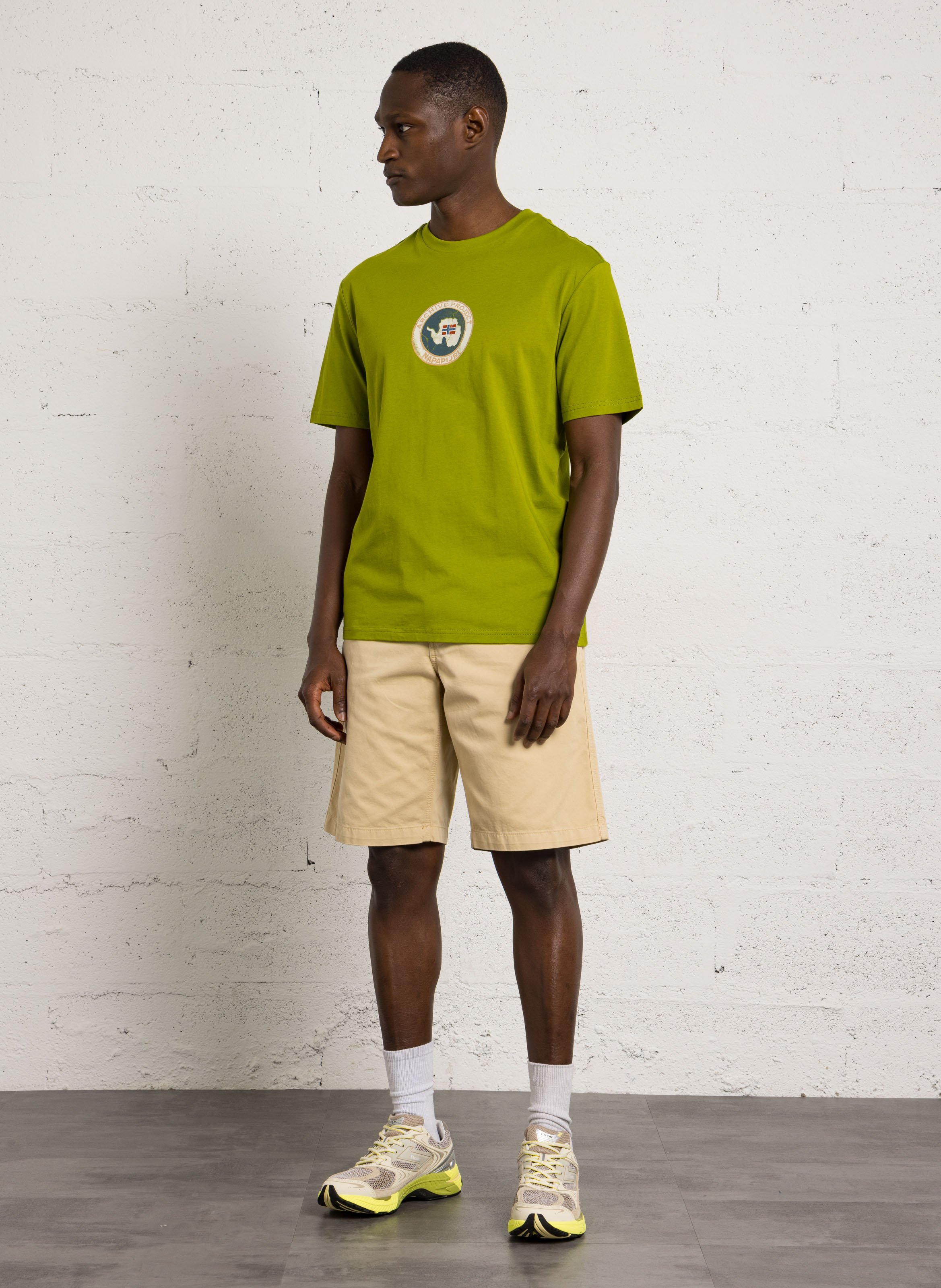 Gerade geschnittenes Rundhals-T-Shirt aus Baumwolle mit Siebdruck NAPAPIJRI Grun