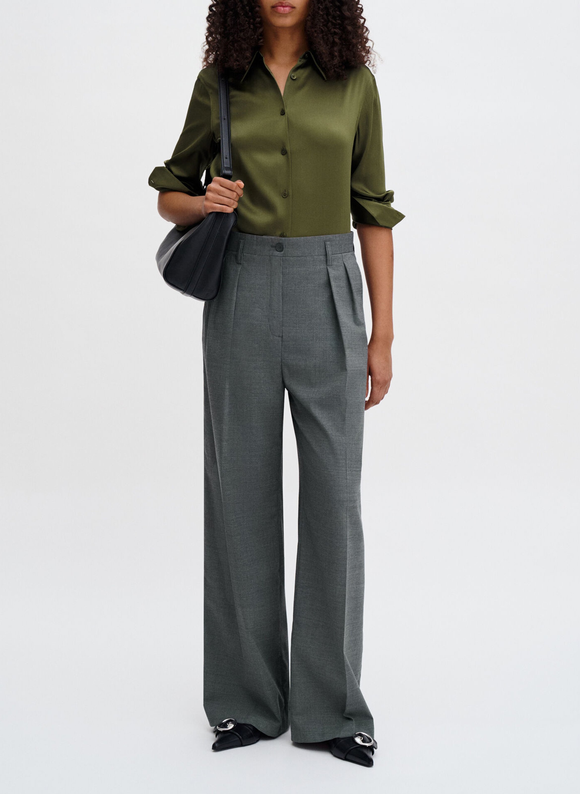 Soepel satijnen effen blouse FILIPPA K Groen