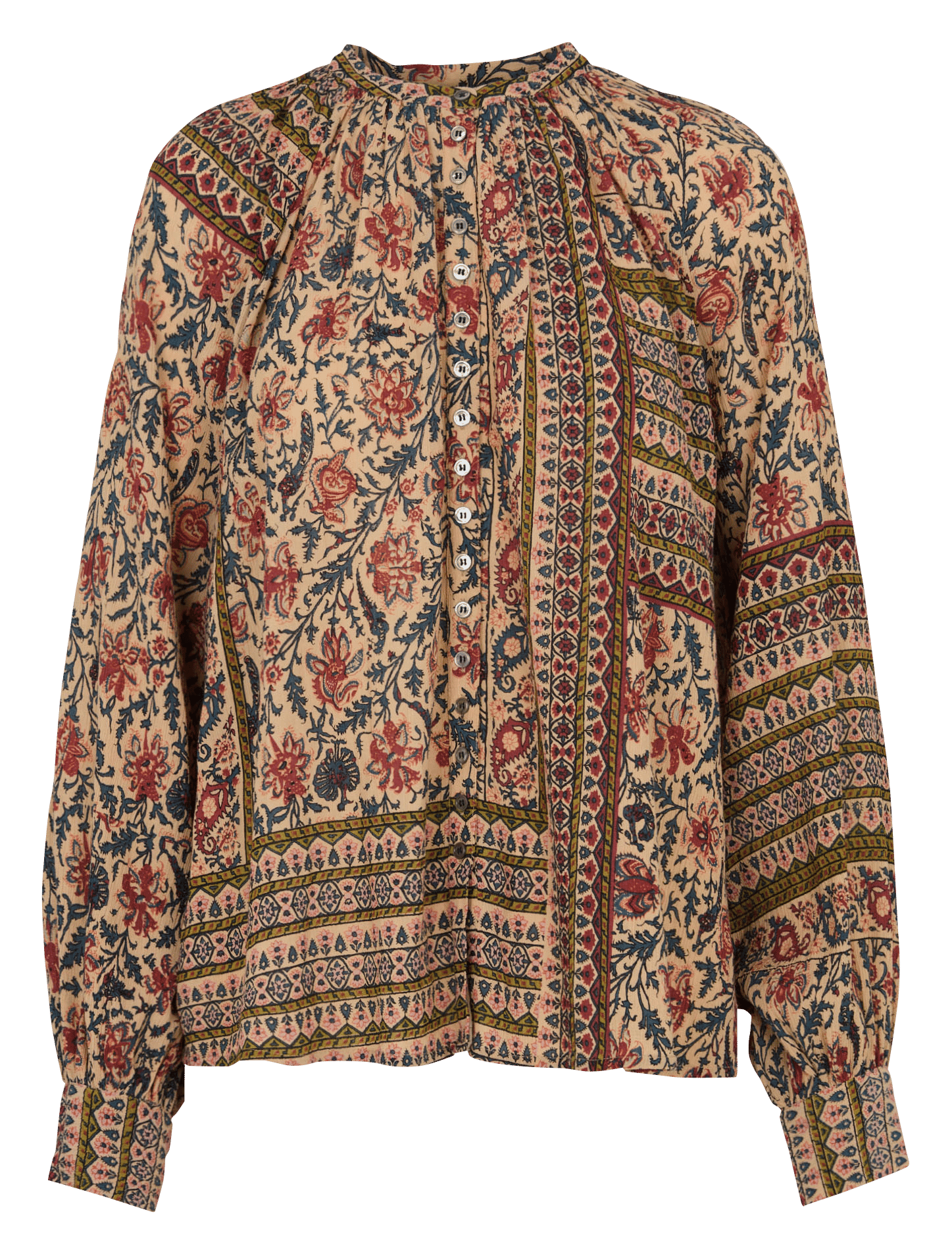 Kurzes Baumwollkleid mit Rundhalsausschnitt | Mehrfarbig ANTIK BATIK Damen