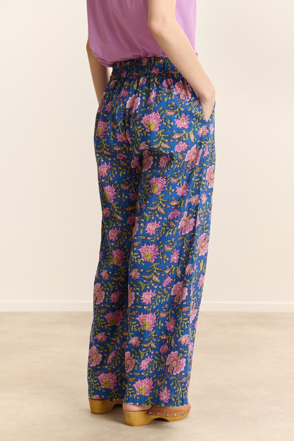 Pantalon large imprimé GARANCE PARIS Bleu