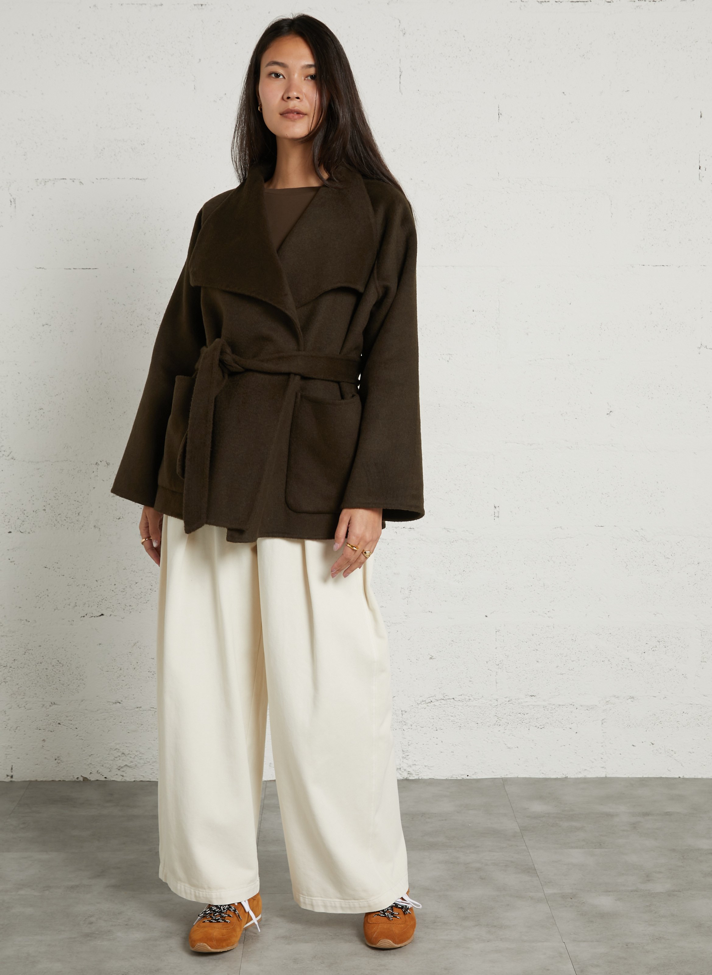 Coat in blended recycled wool SUNCOO Khaki