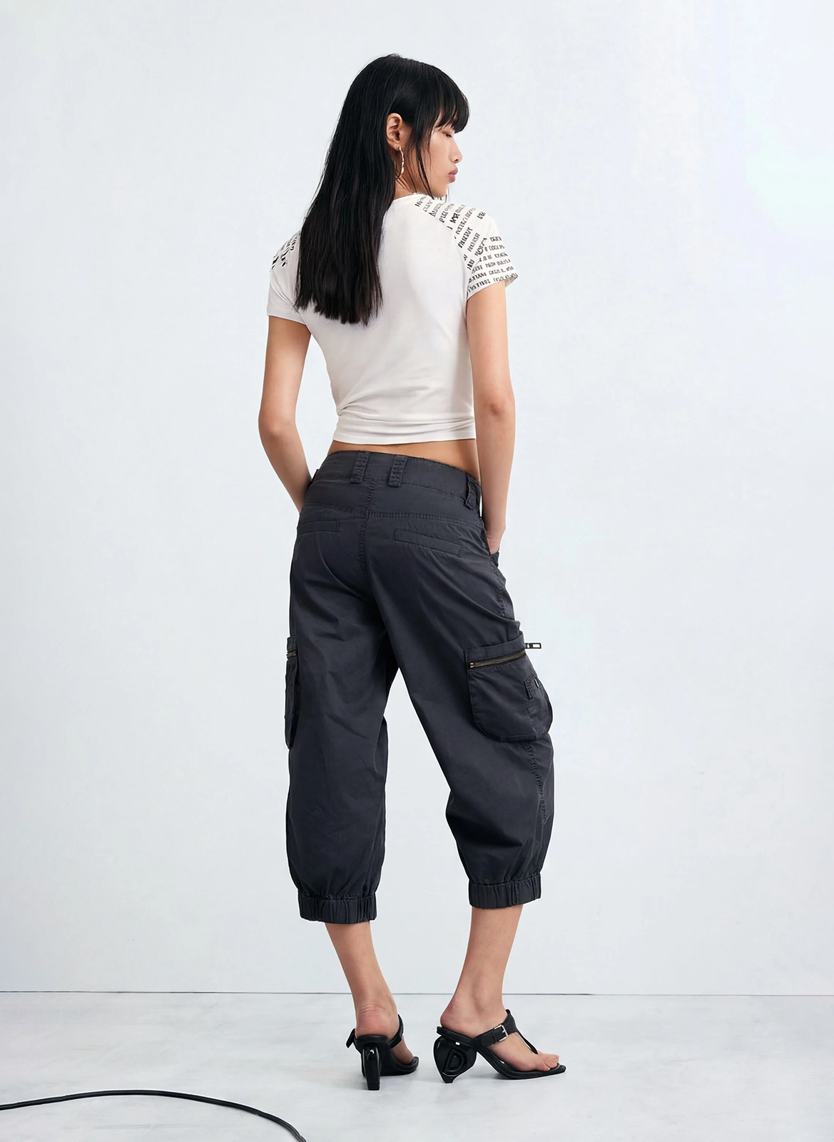 Wijde katoenen capri-broek DESIGUAL Zwart