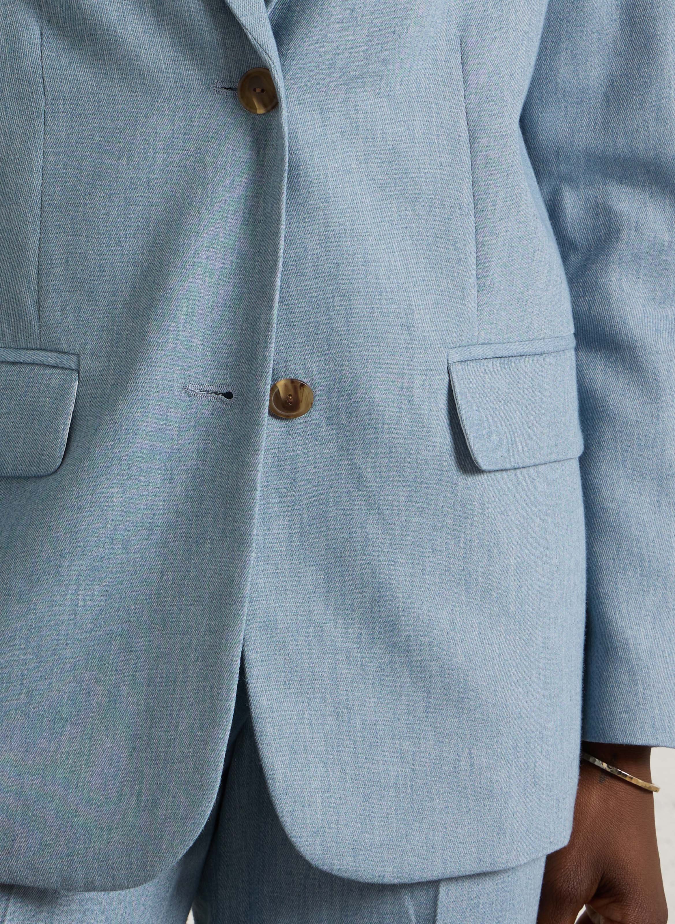 Oversized Linen Blend Tailored Jacket MAISON 123 Blue