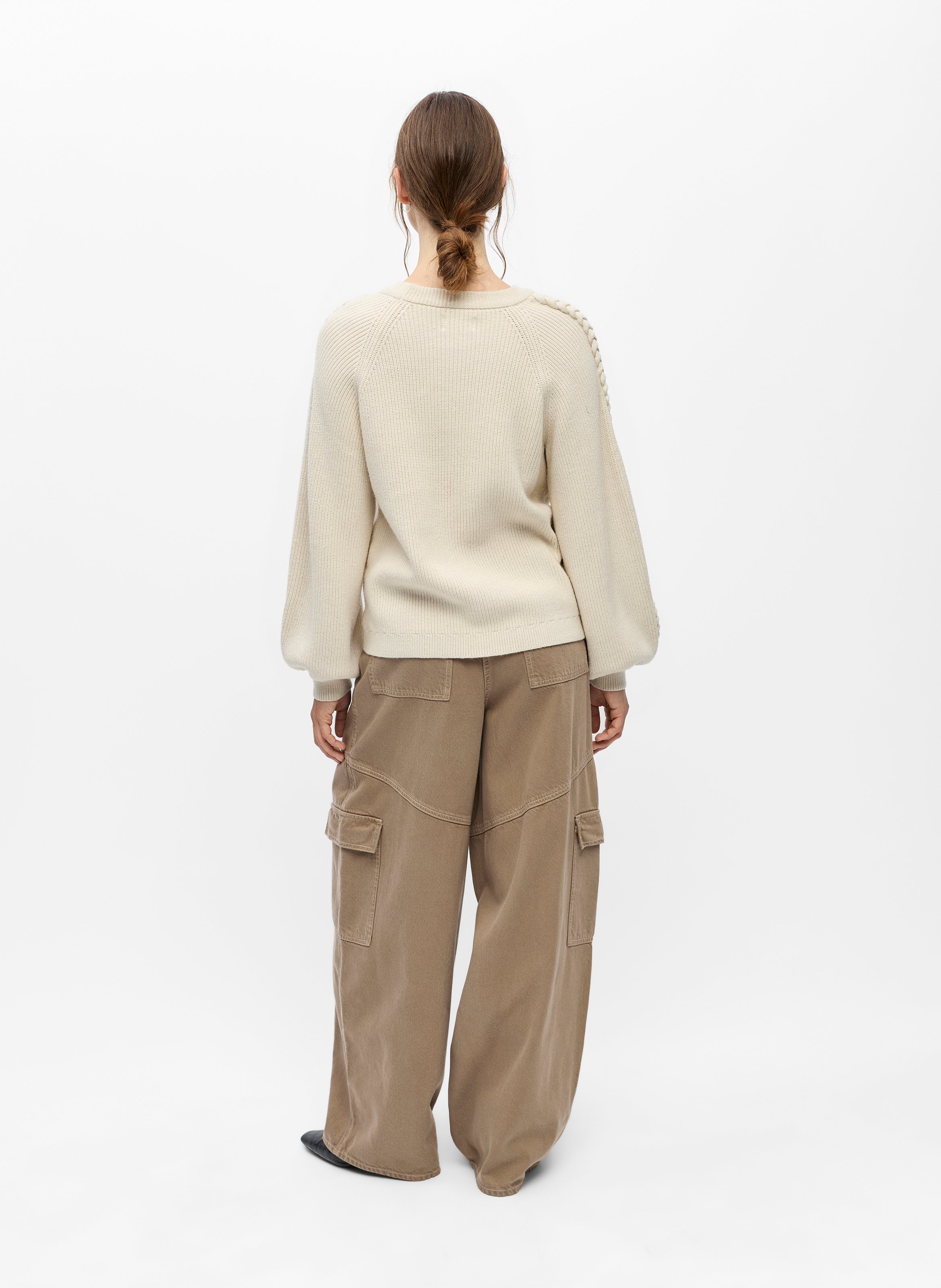 Oversize gerippter Pullover | Beige OBJECT Damen