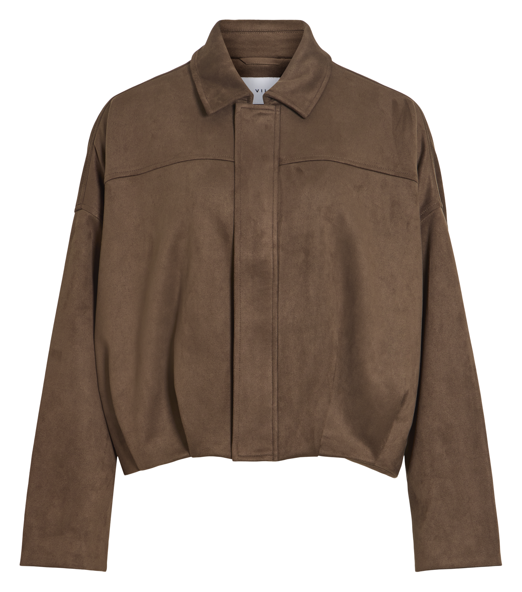 Short zip-up suede jacket VILA Brown