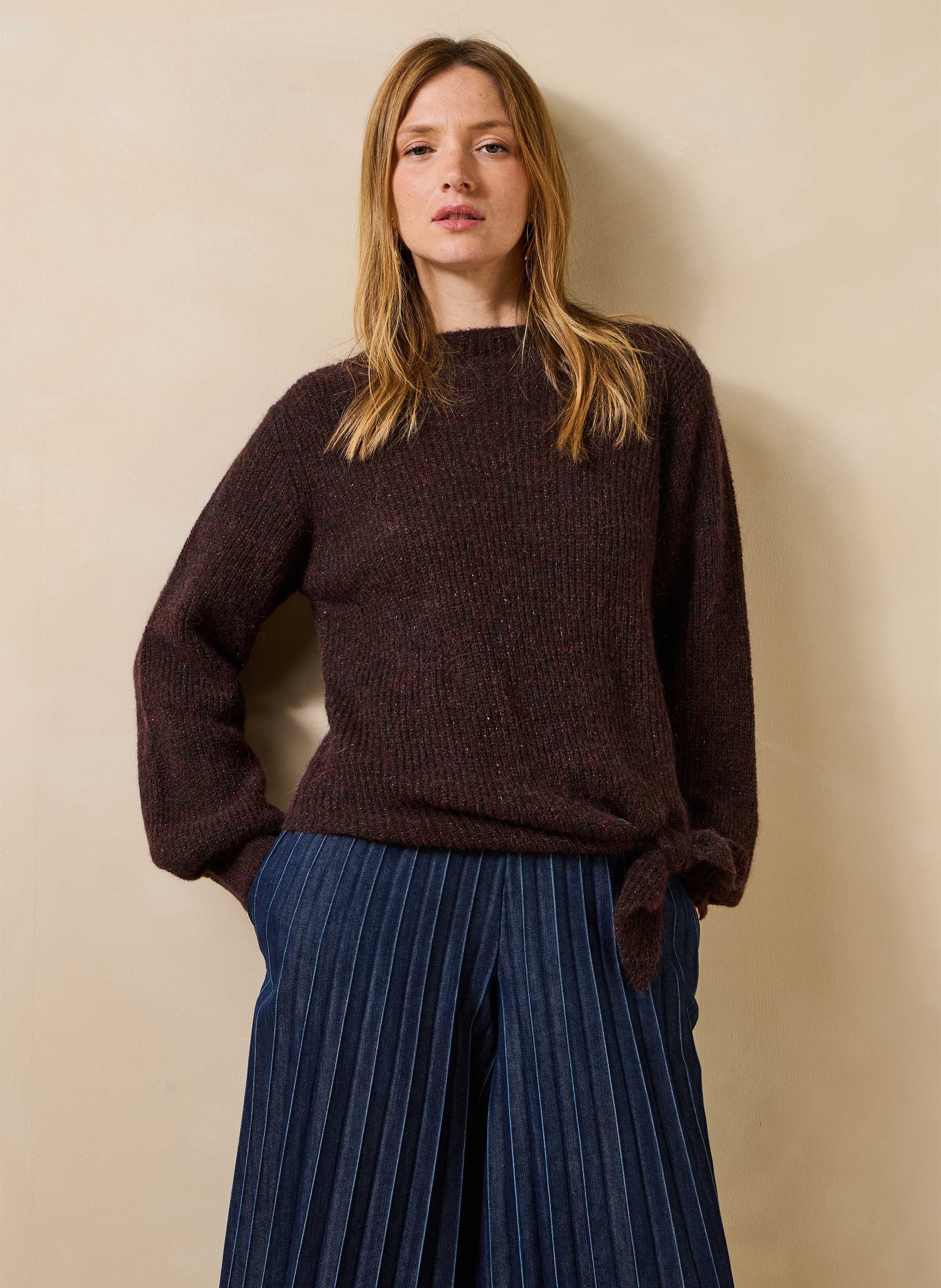 Iridescent alpaca blend sweater LA FEE MARABOUTEE Brown