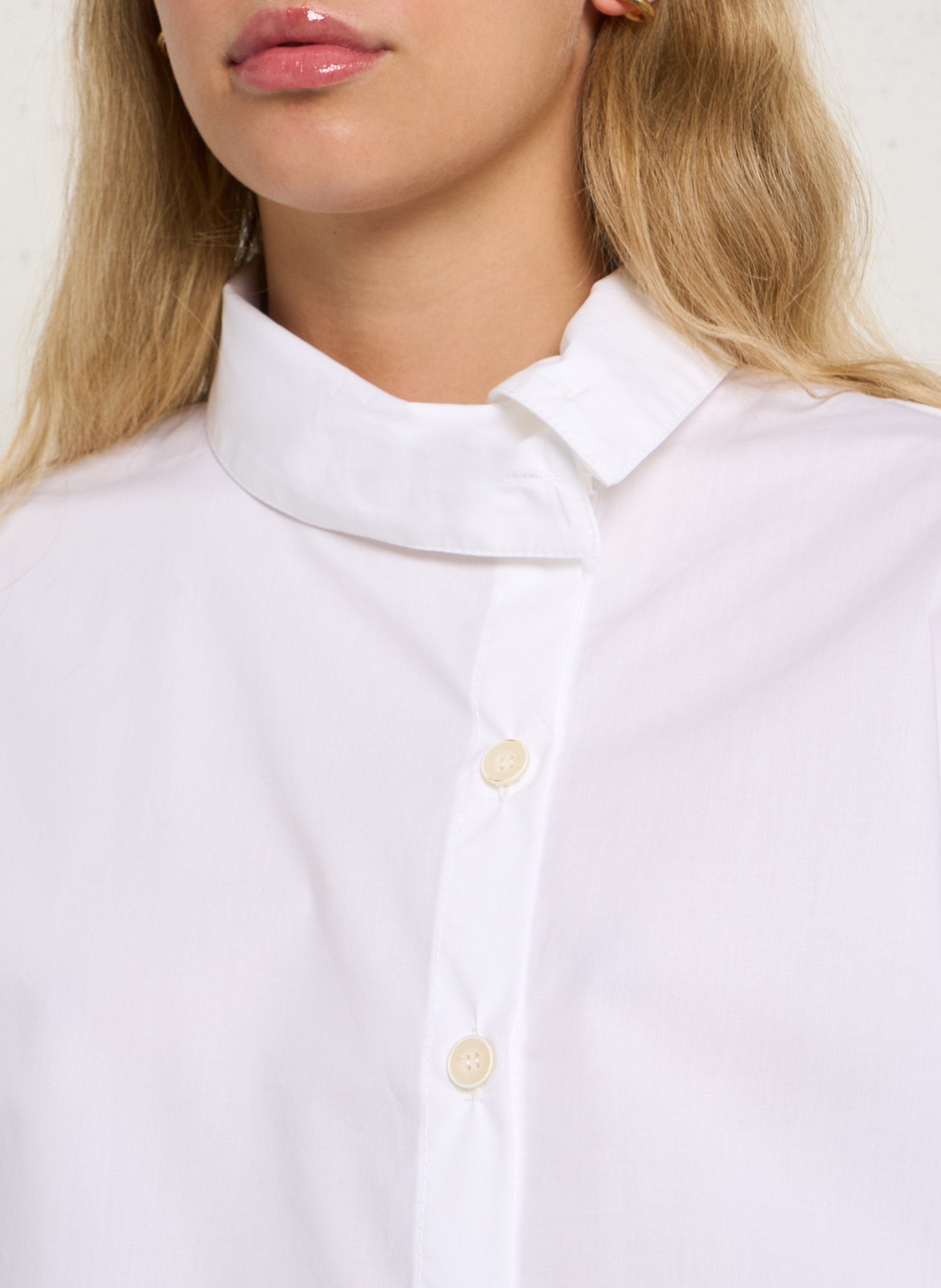 Straight long-sleeved shirt PLEASE White