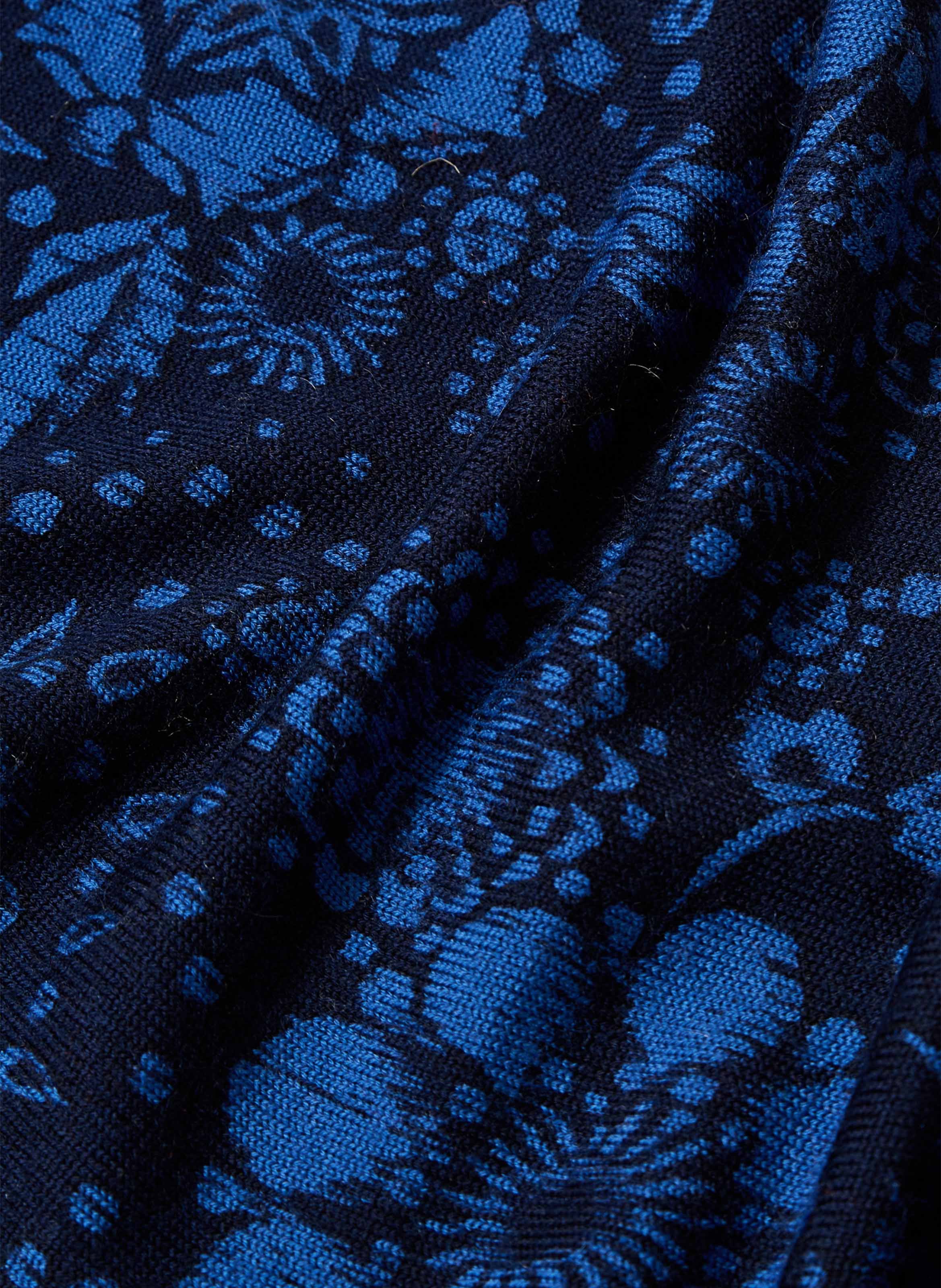 Écharpe triangle en laine LA FEE MARABOUTEE Bleu