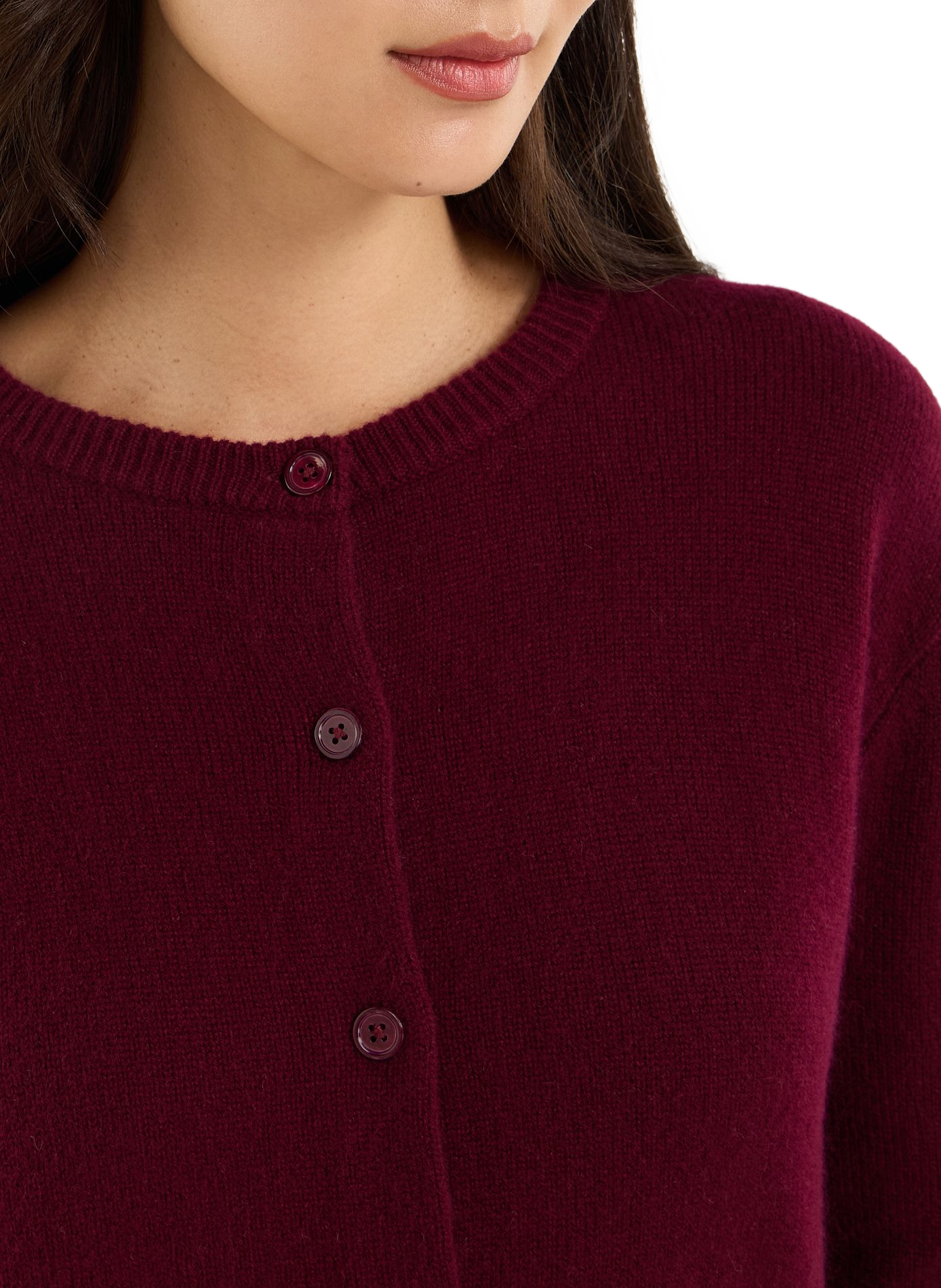 Fluffy round-neck cashmere cardigan by Bardi SAISON 1865 Red