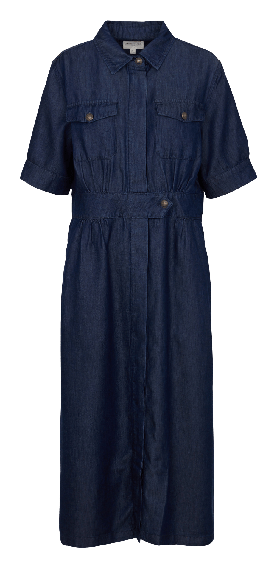 Long denim effect maxi dress with short sleeves MAISON 123 Blue