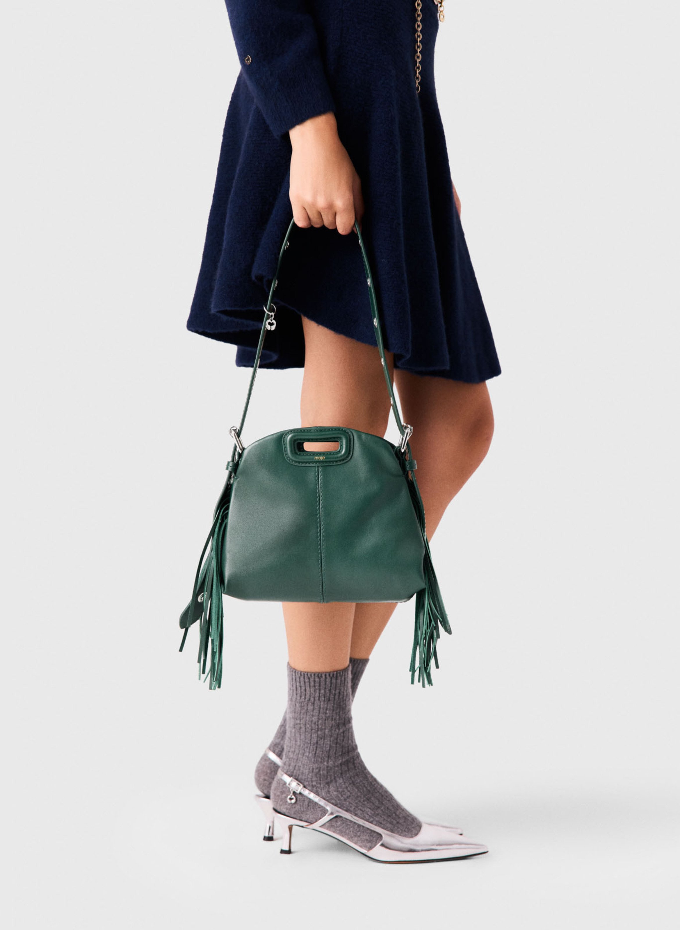 Leather shoulder bag MAJE Green