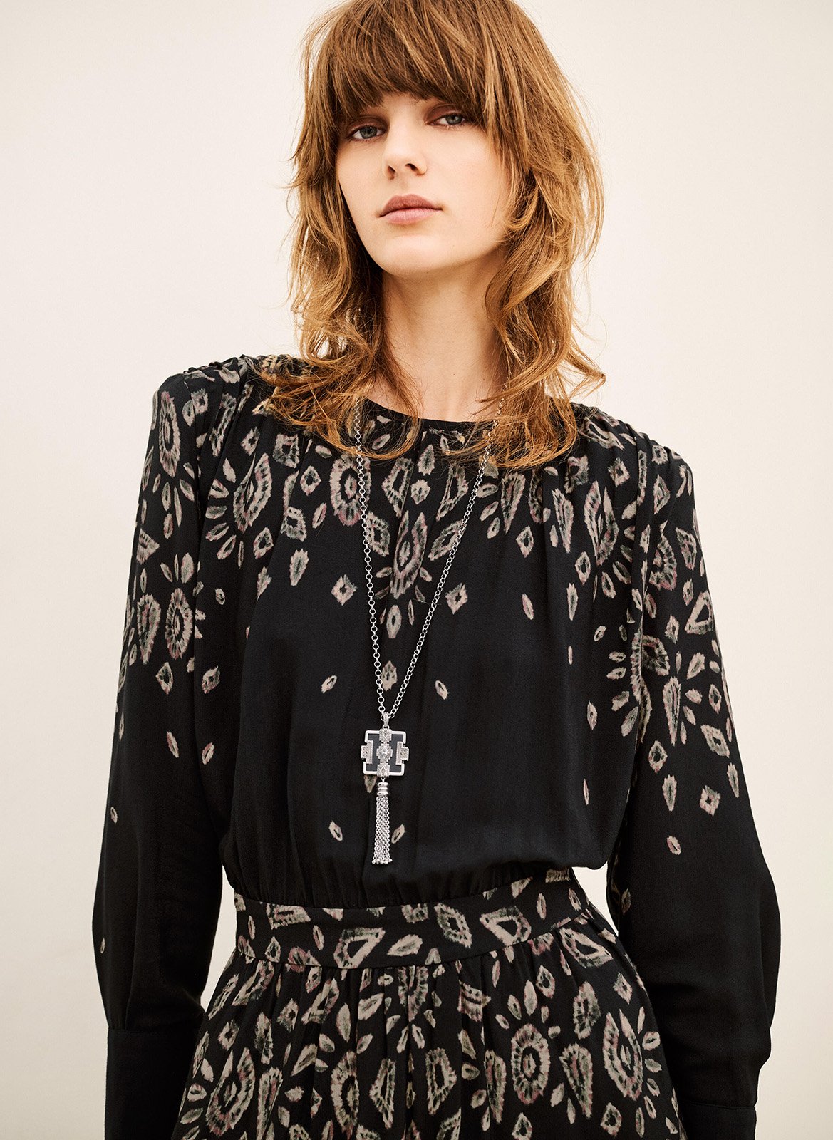 Long printed round-neck dress BA&SH Black
