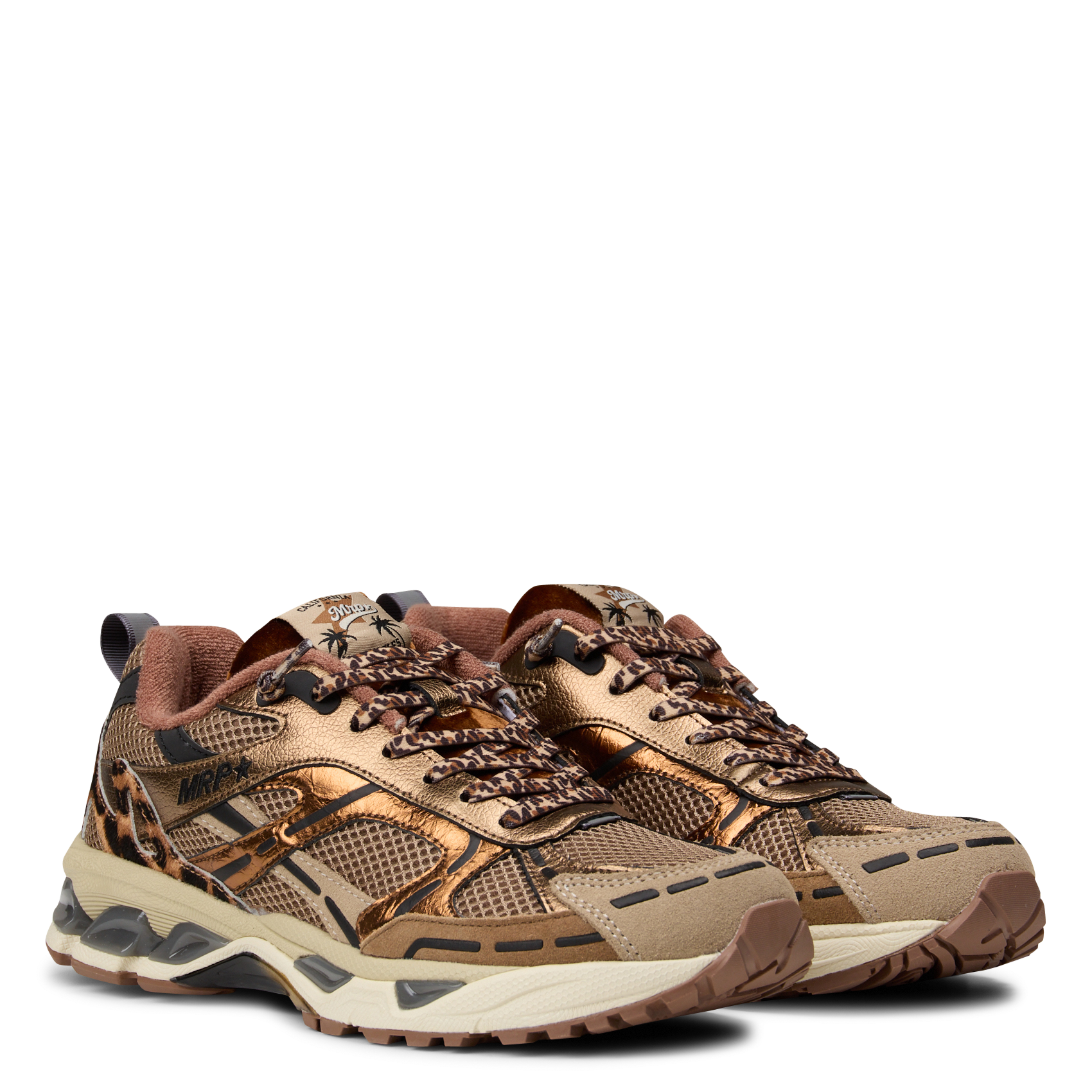 Low-top lace-up leather sneakers MRP Golden