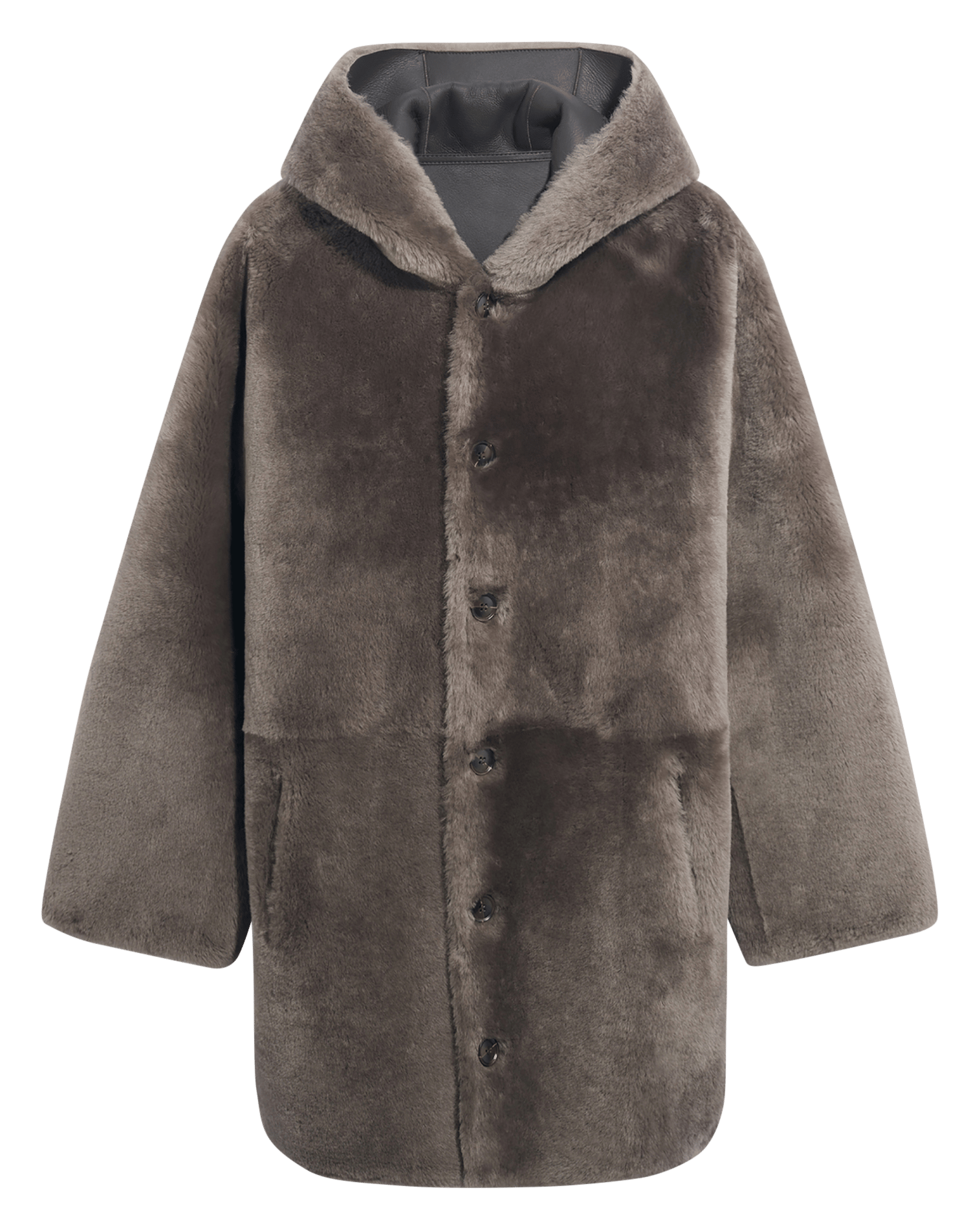Reversible straight-cut leather coat PABLO Brown