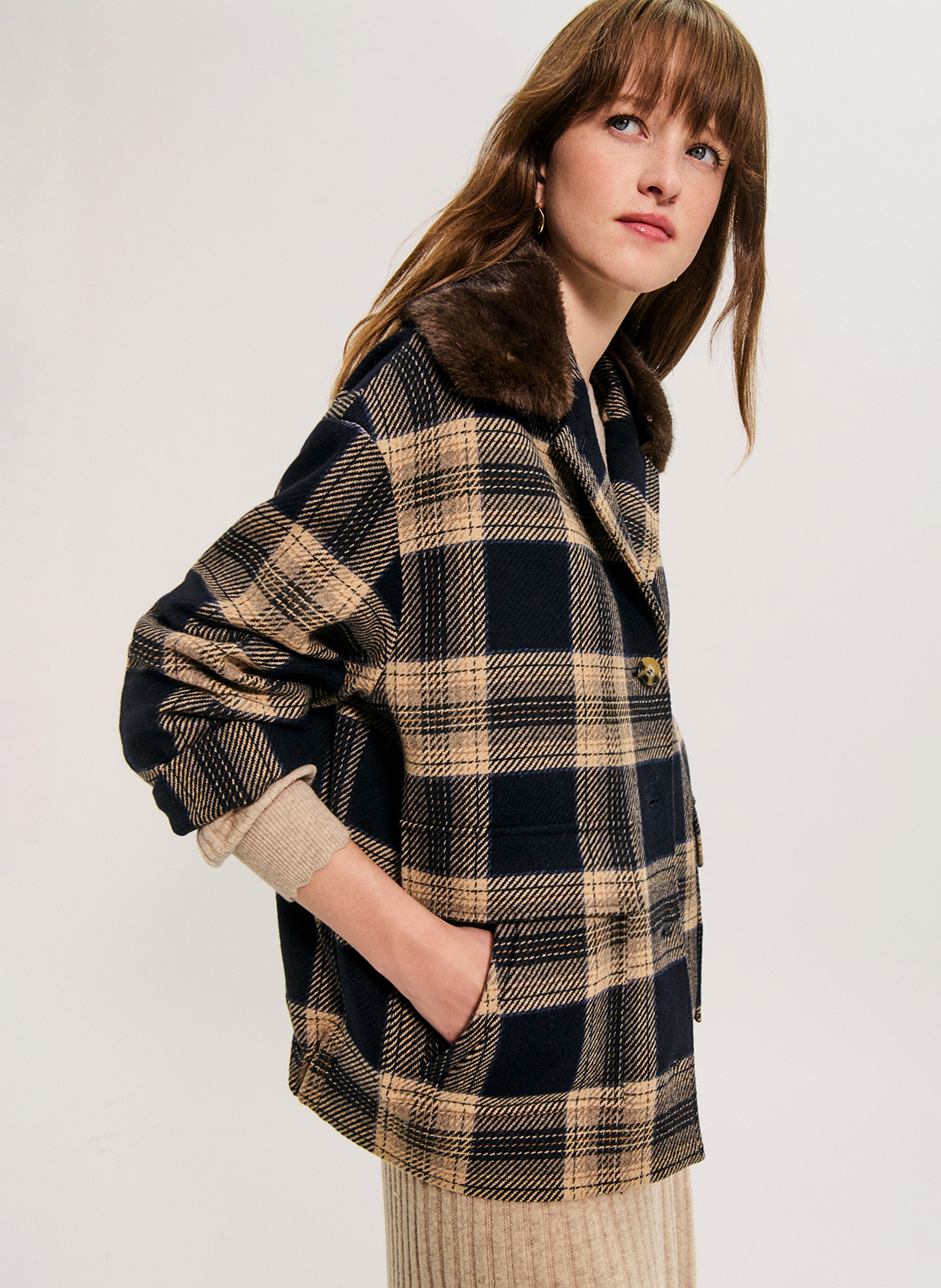Classic-collar wool-blend jacket PABLO Blue