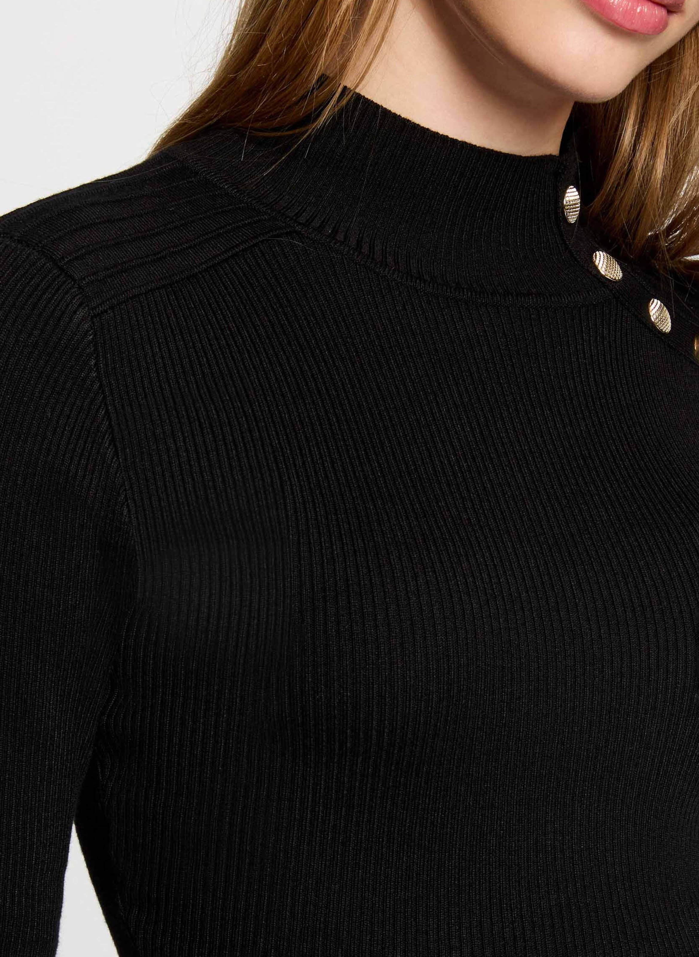 Pull col montant 5 boutons MORGAN Noir
