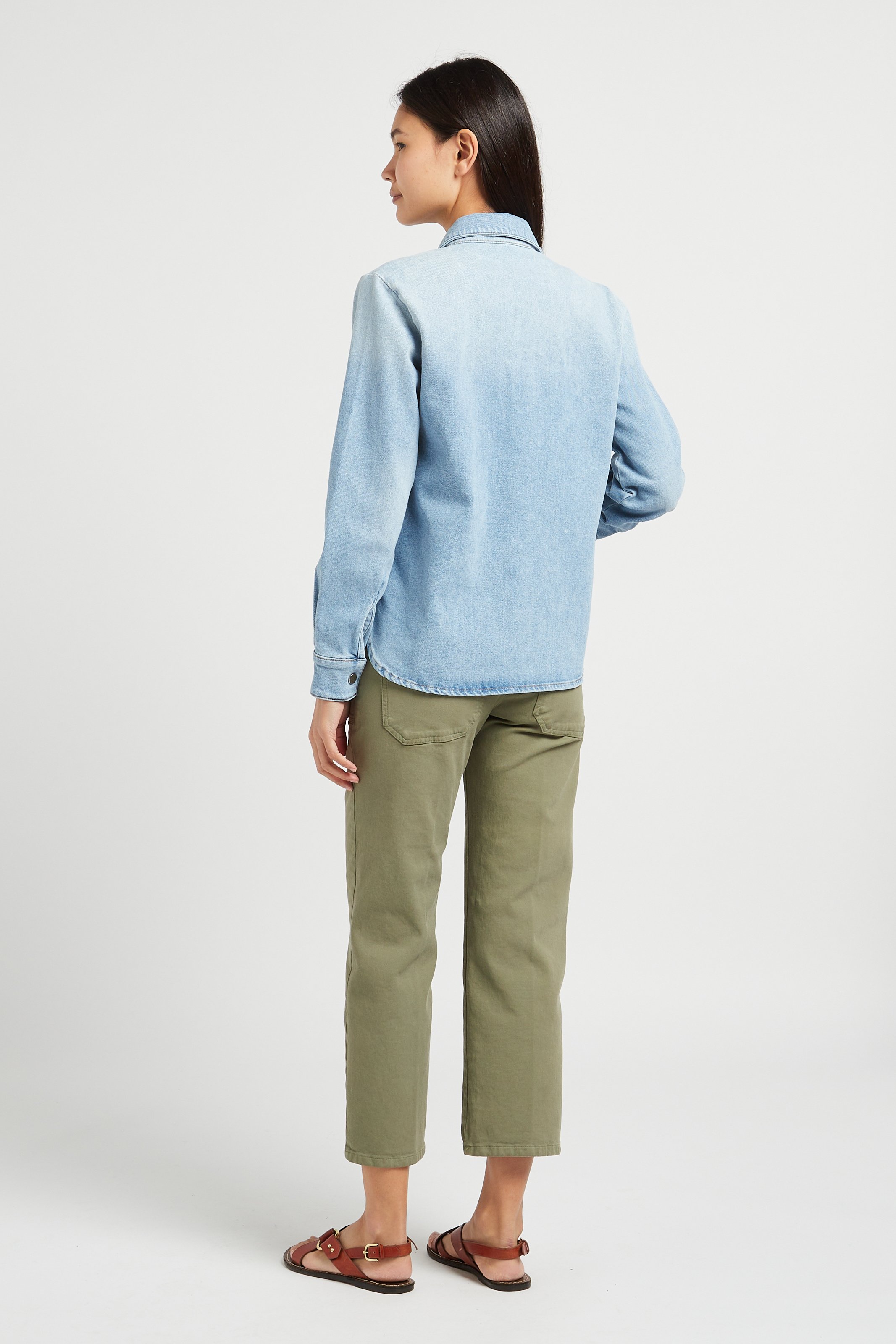 Cropped stretch cotton jeans ACQUAVERDE Khaki